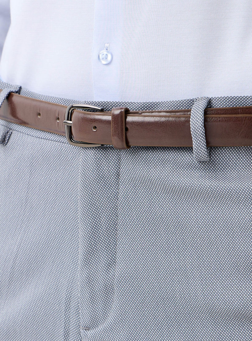 Slim Fit Belted Flexi Waist Trousers with Pockets-men-clothing-bottoms-trousersandchinos-trousers-image-4