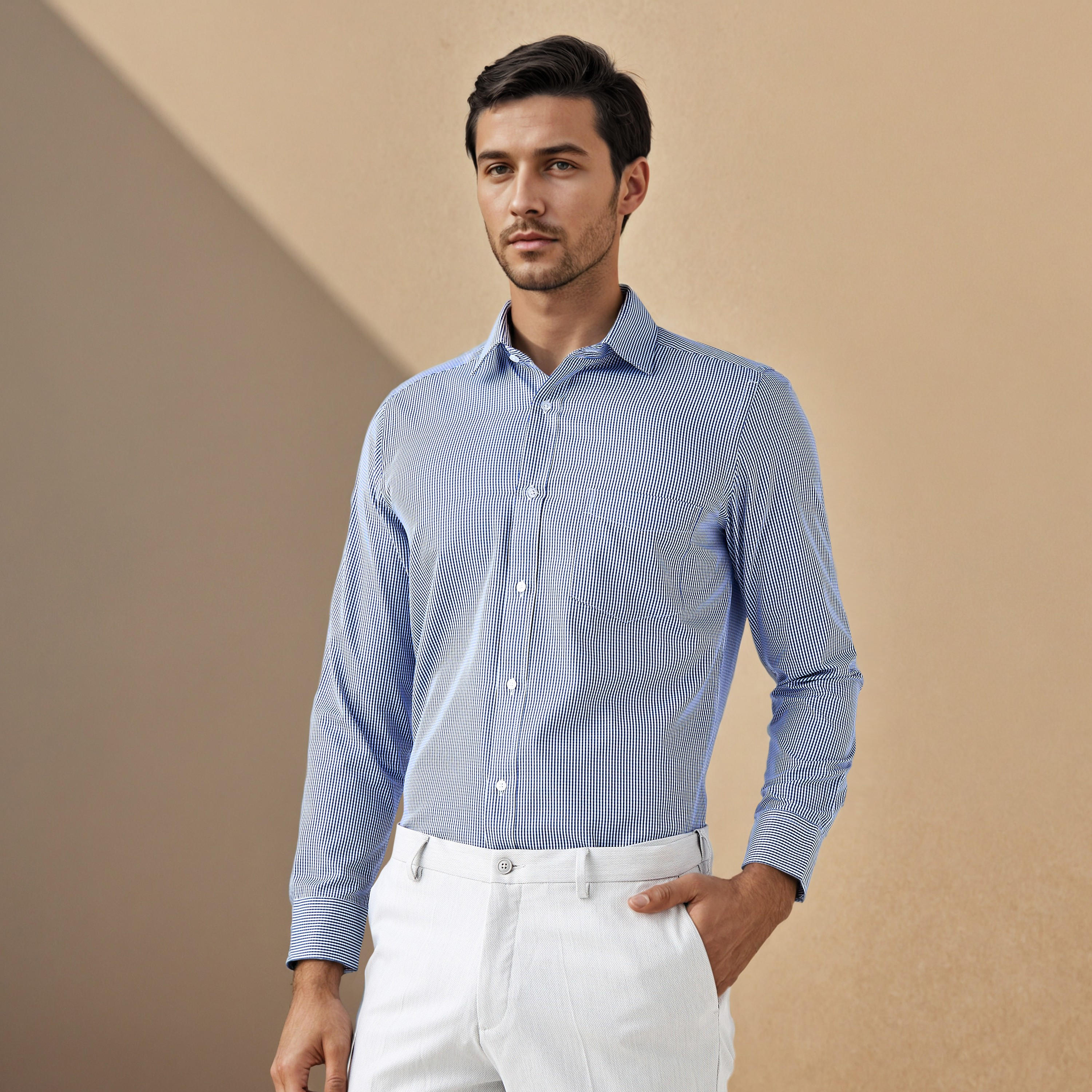 قميص كاروهات بقصّة عادية-men-clothing-shirts-image-1