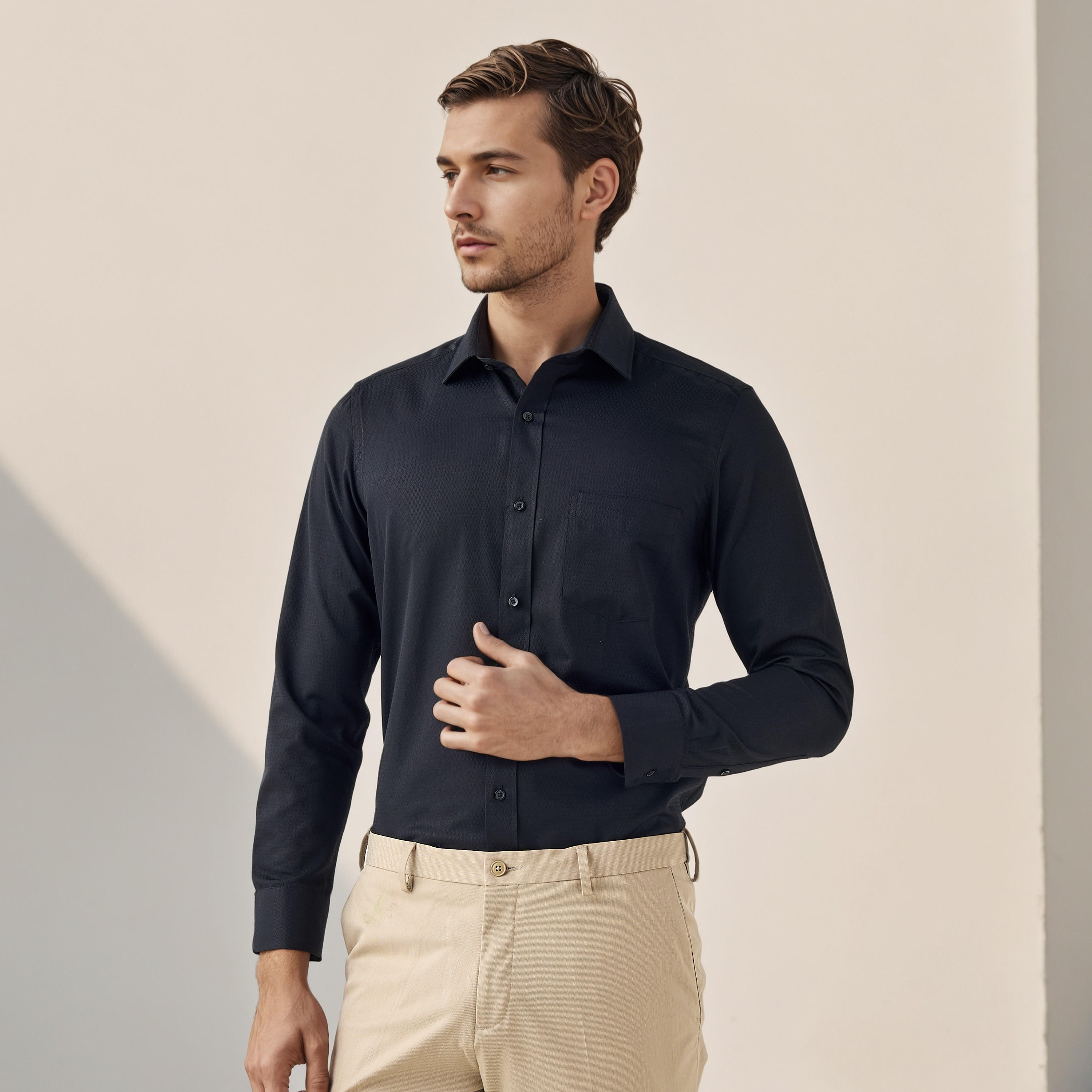 Easy Iron Regular Fit Dobby Formal Shirt-men-clothing-shirts-image-1