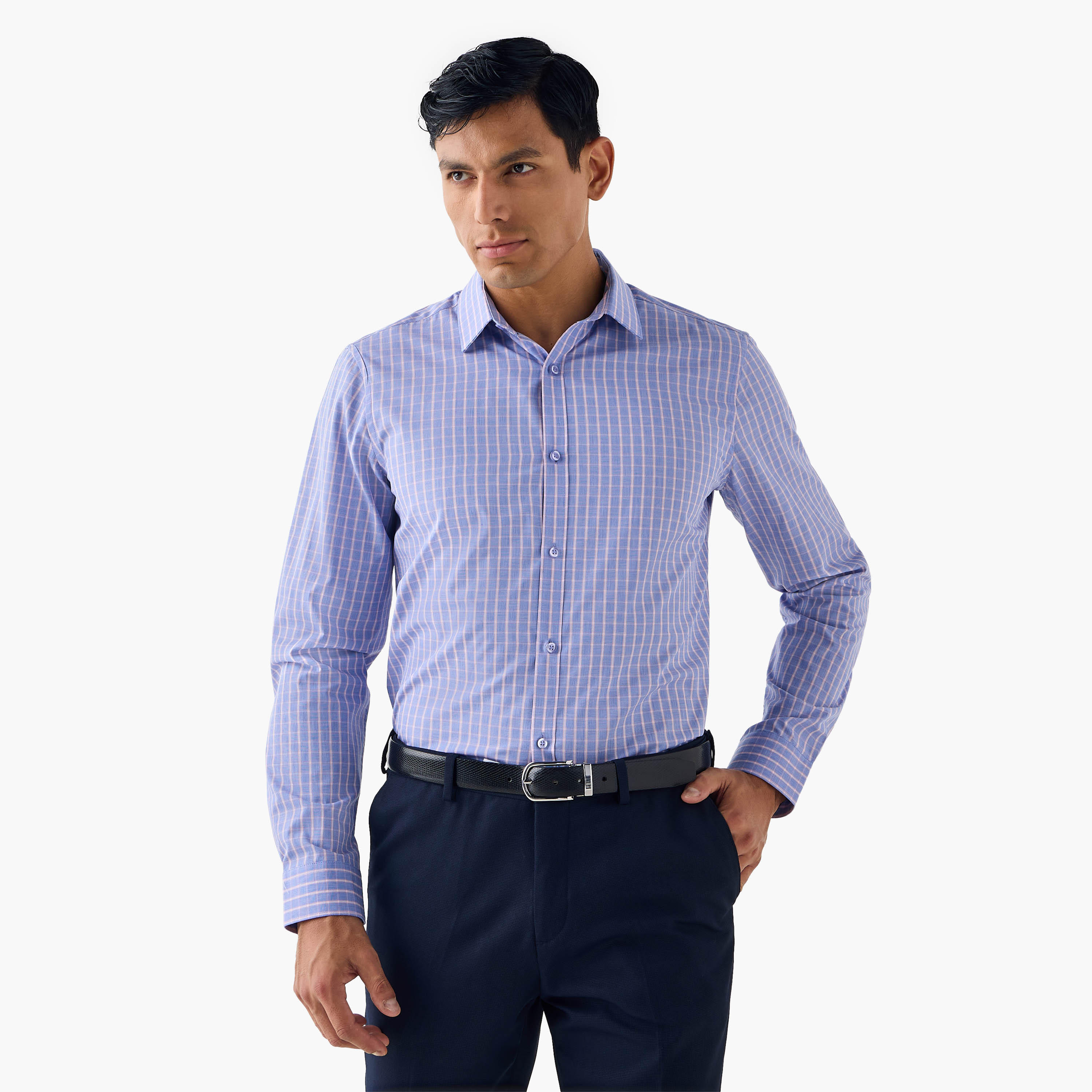 قميص كاروهات بياقة وقصة عادية-men-clothing-shirts-image-5