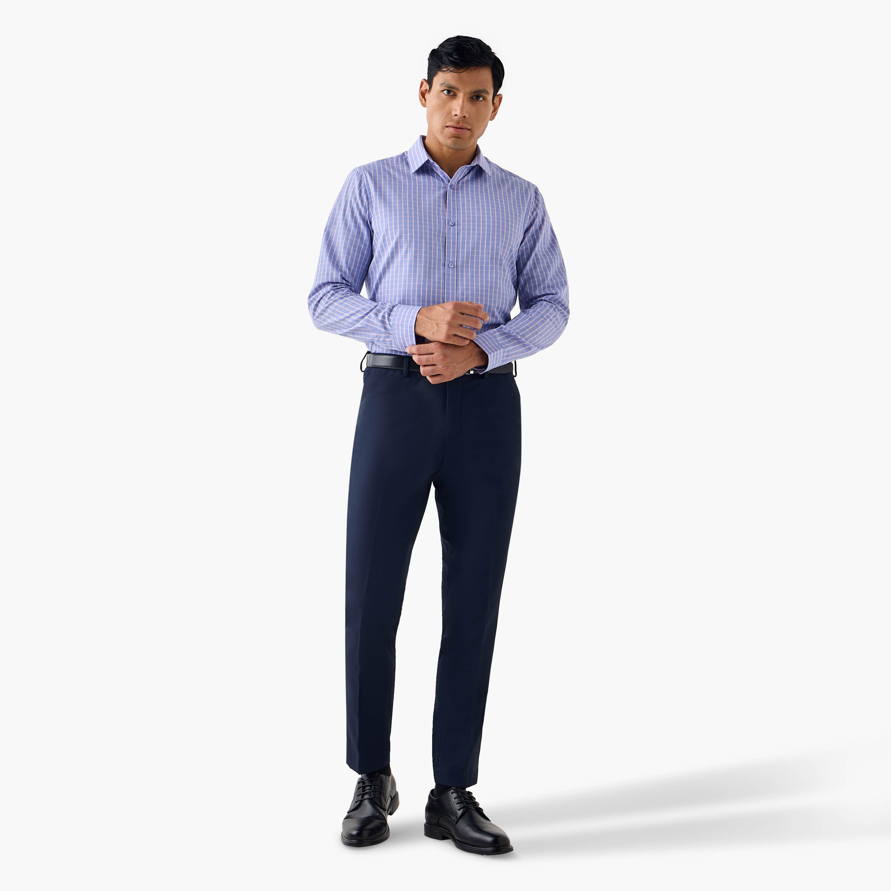 قميص كاروهات بياقة وقصة عادية-men-clothing-shirts-image-4