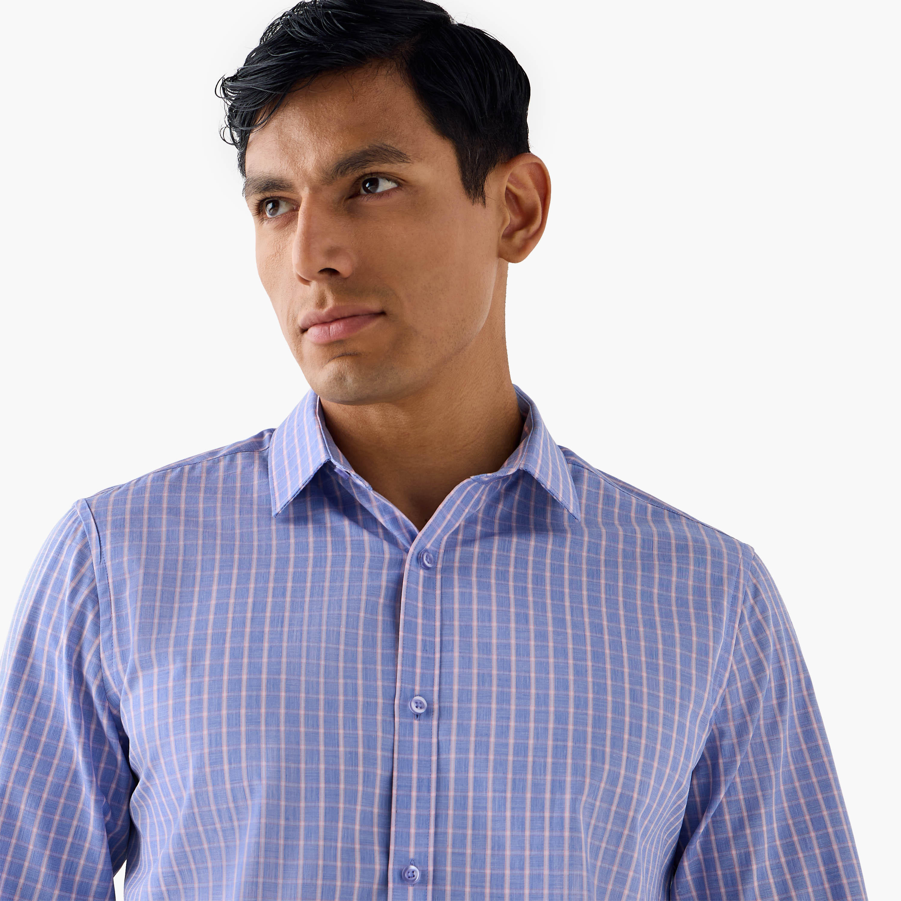 قميص كاروهات بياقة وقصة عادية-men-clothing-shirts-image-2