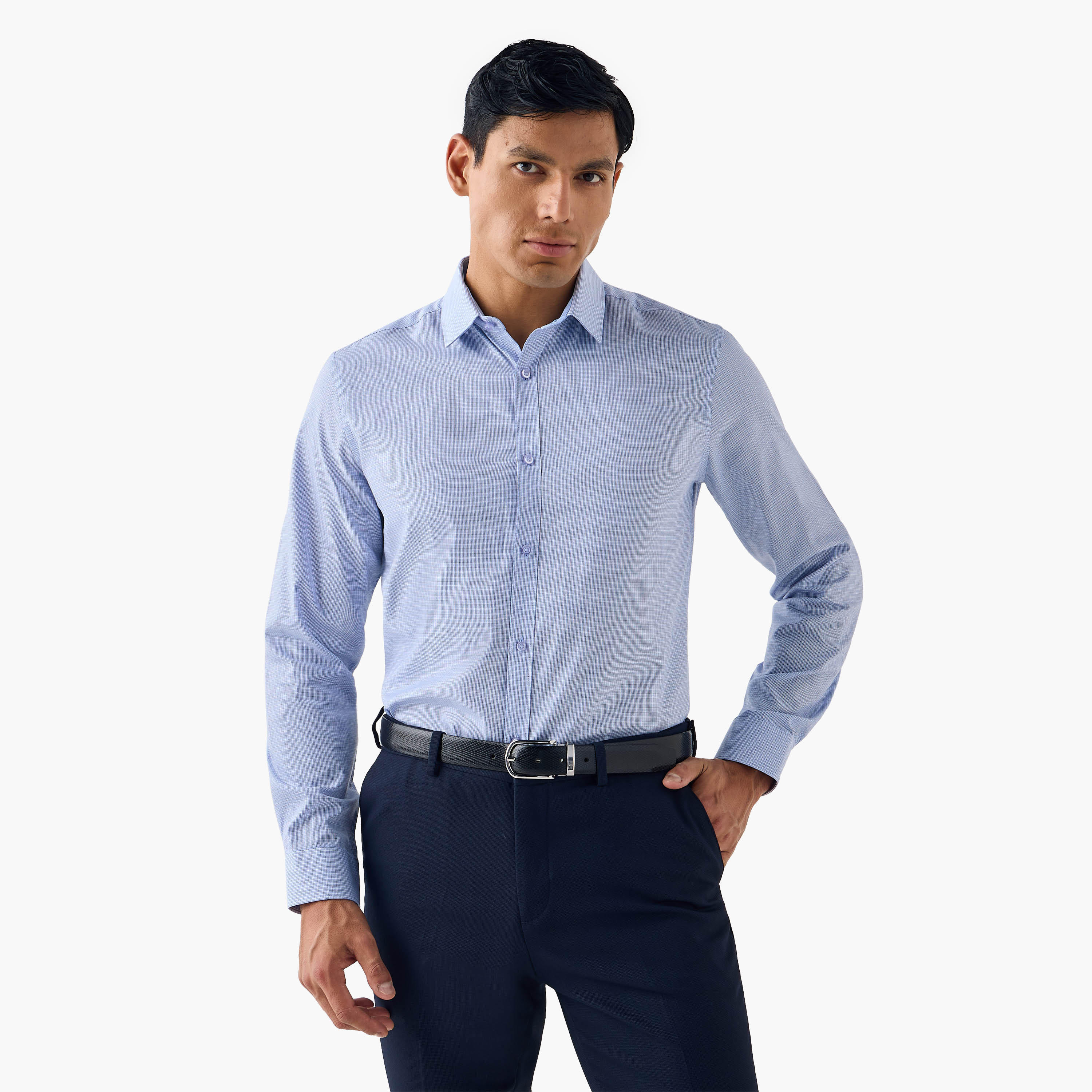 قميص كاروهات بقصّة عادية وياقة عادية-men-clothing-shirts-image-5