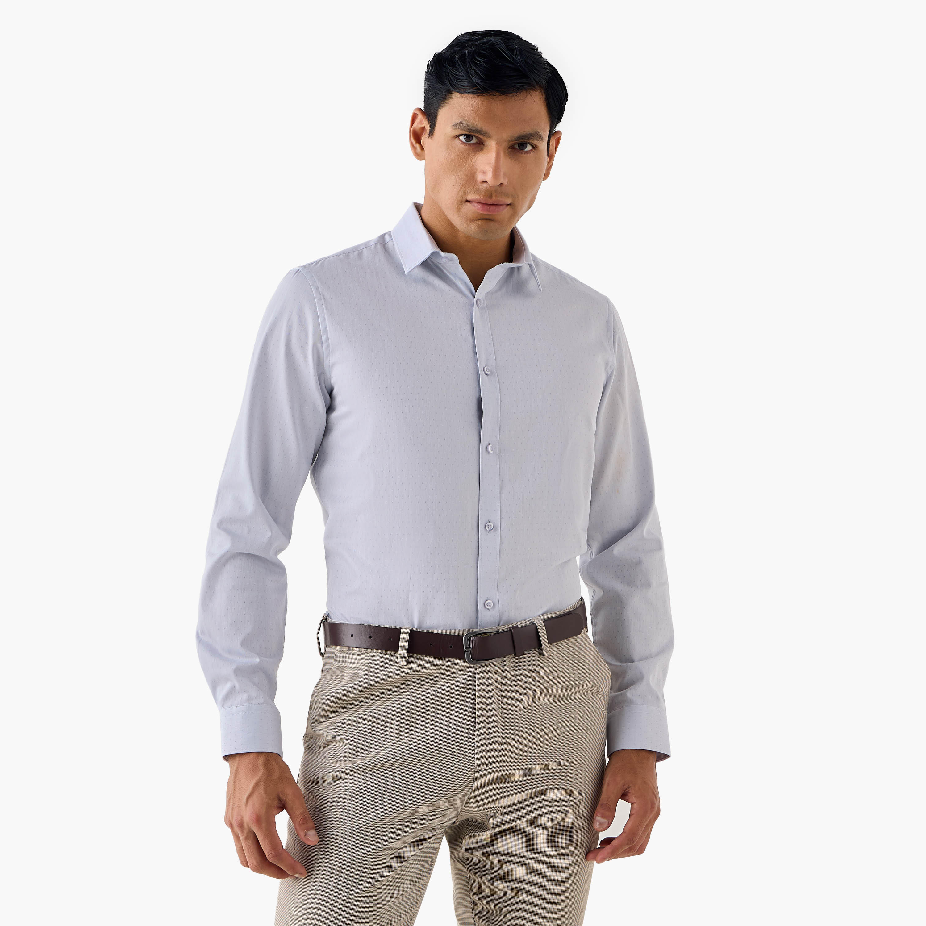 Regular Fit Textured Collared Shirt-men-clothing-shirts-image-1
