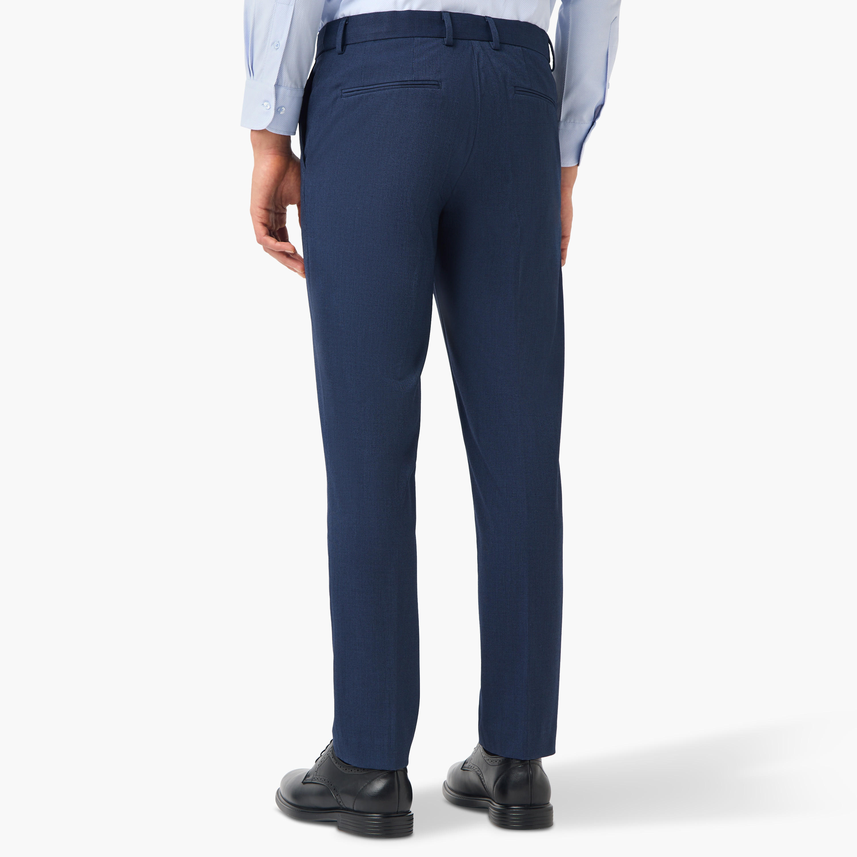 Slim Fit Dobby Textured Flexi Waist Trousers-men-clothing-bottoms-trousersandchinos-trousers-image-2