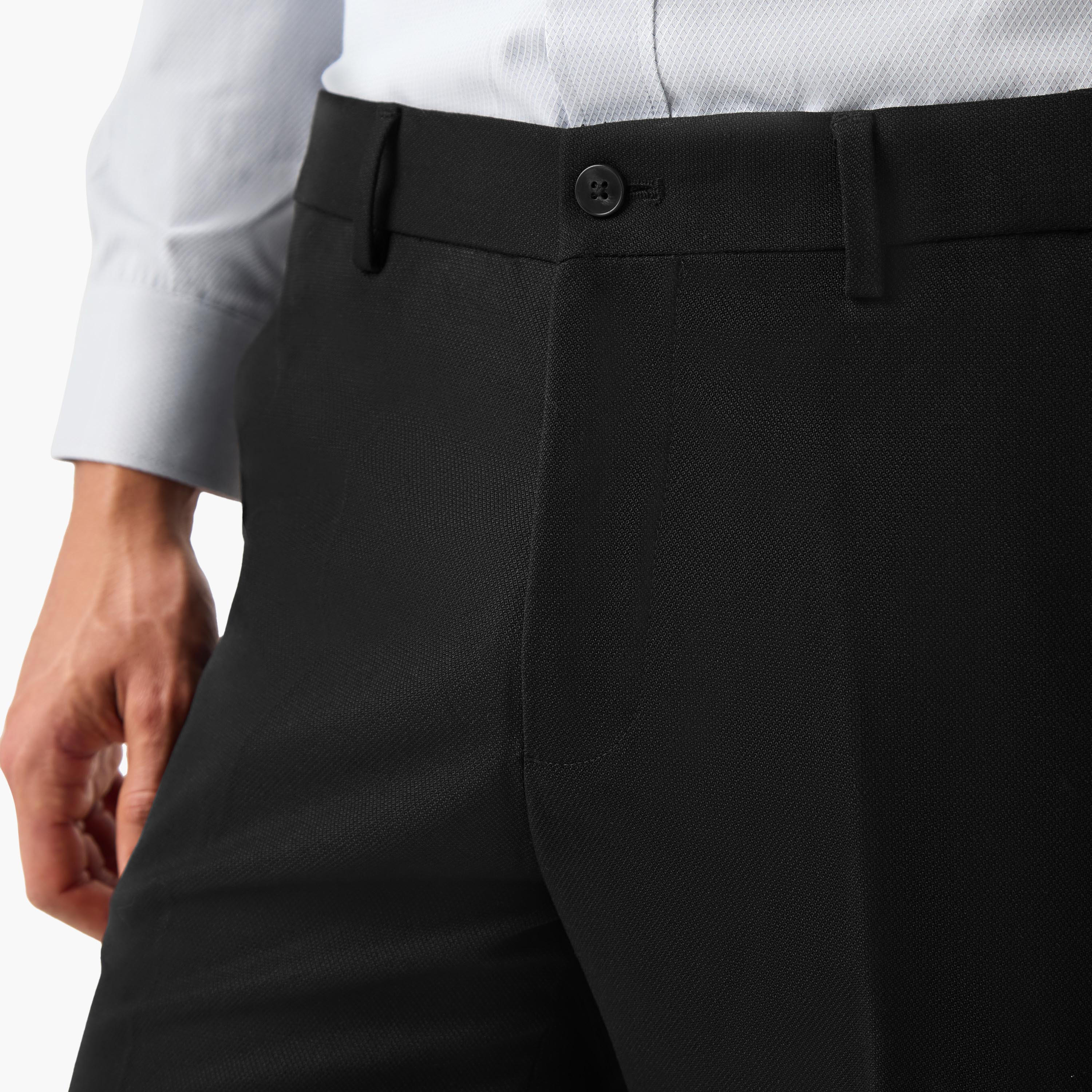 Slim Fit Dobby Textured Flexi Waist Trousers-men-clothing-bottoms-trousersandchinos-trousers-image-3