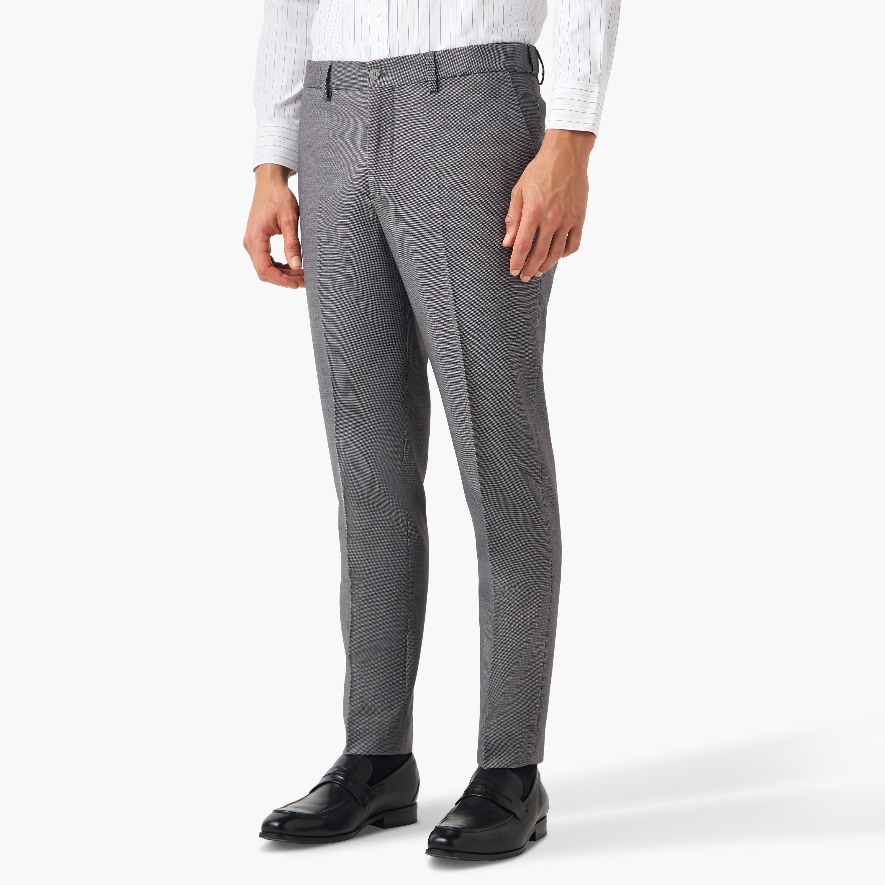 Slim Fit Dobby Textured Flexi Waist Trousers-men-clothing-bottoms-trousersandchinos-trousers-image-1