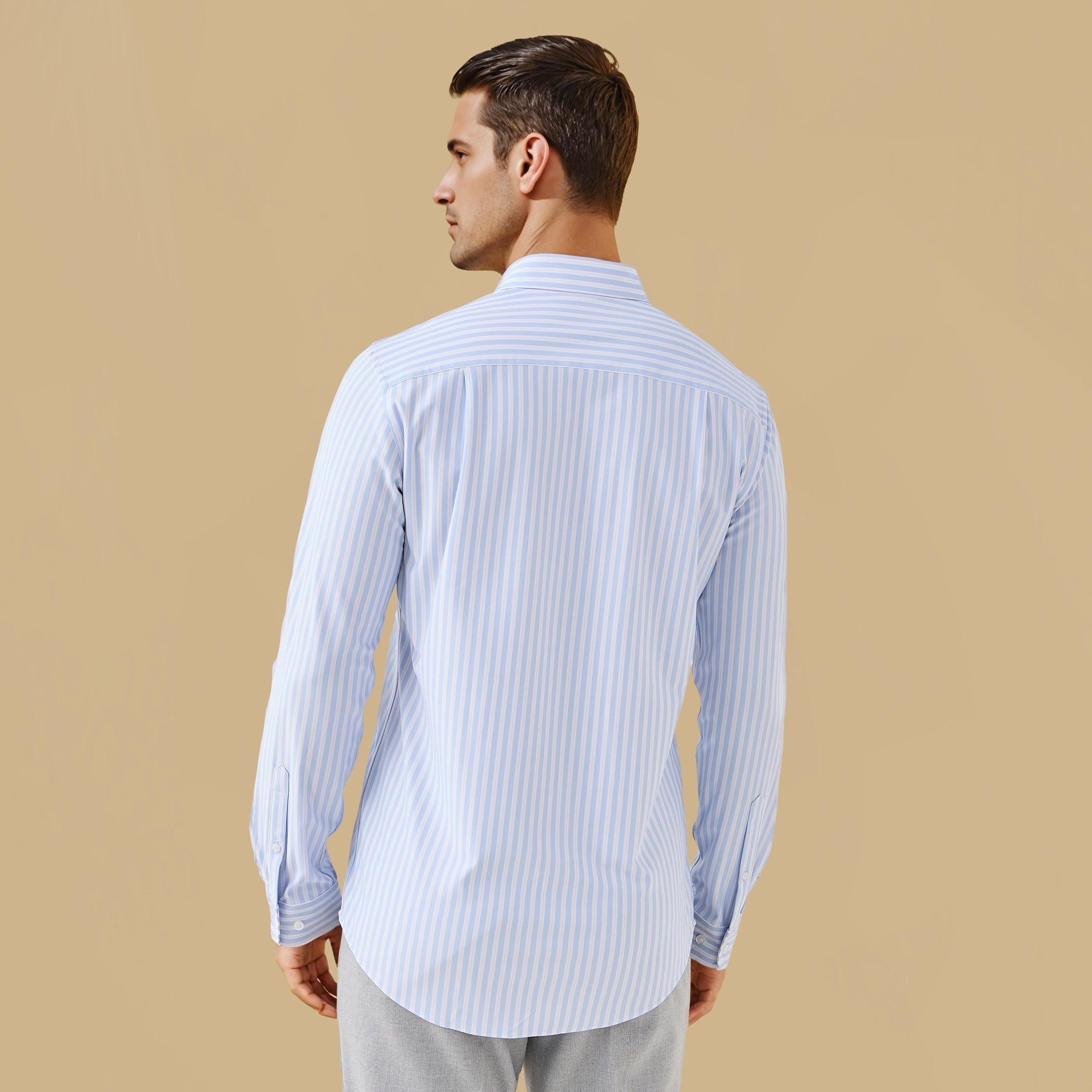 Regular Fit Striped Collared Shirt with Long Sleeves-men-clothing-shirts-image-3