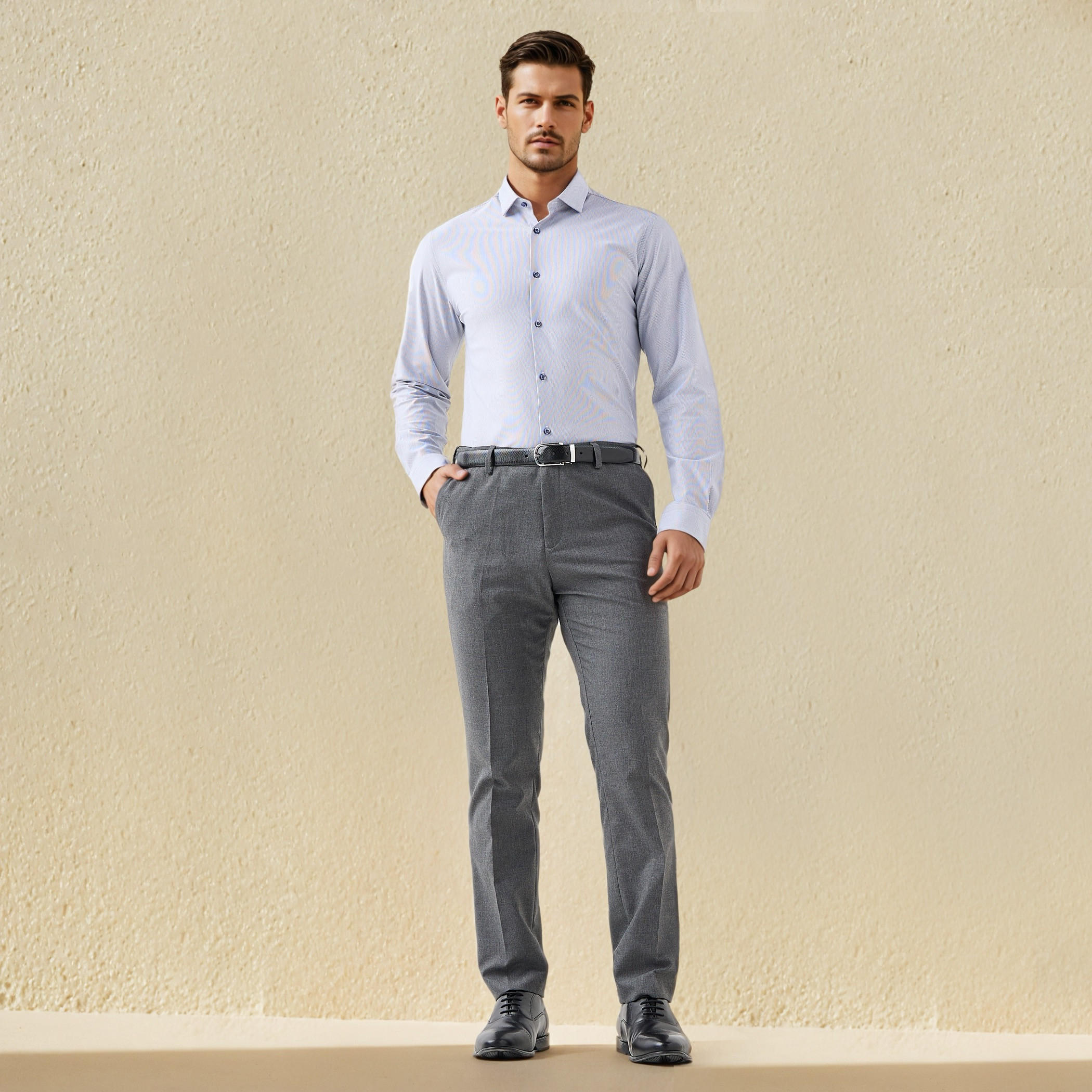 Regular Fit Striped Collared Shirt with Long Sleeves-men-clothing-shirts-image-2