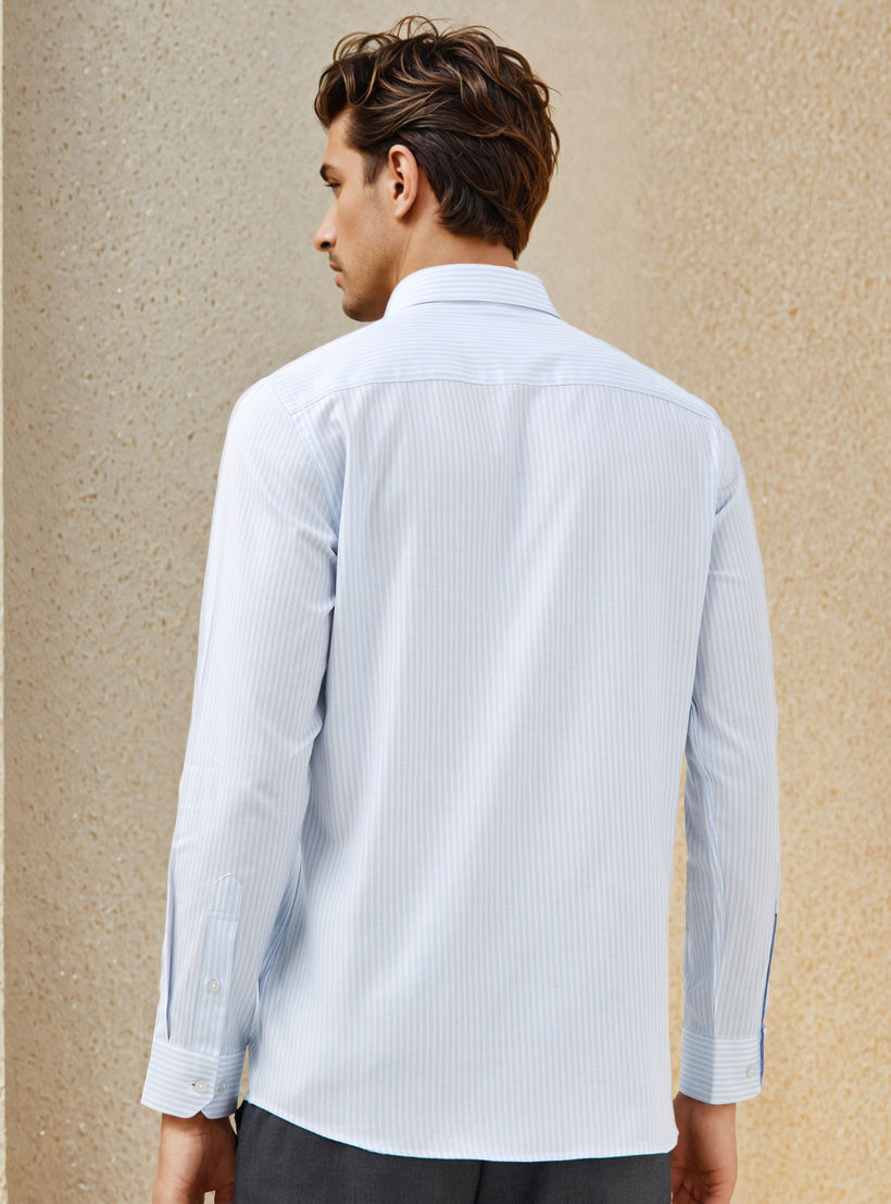 Regular Fit Striped Shirt with Long Sleeves-men-clothing-shirts-image-3