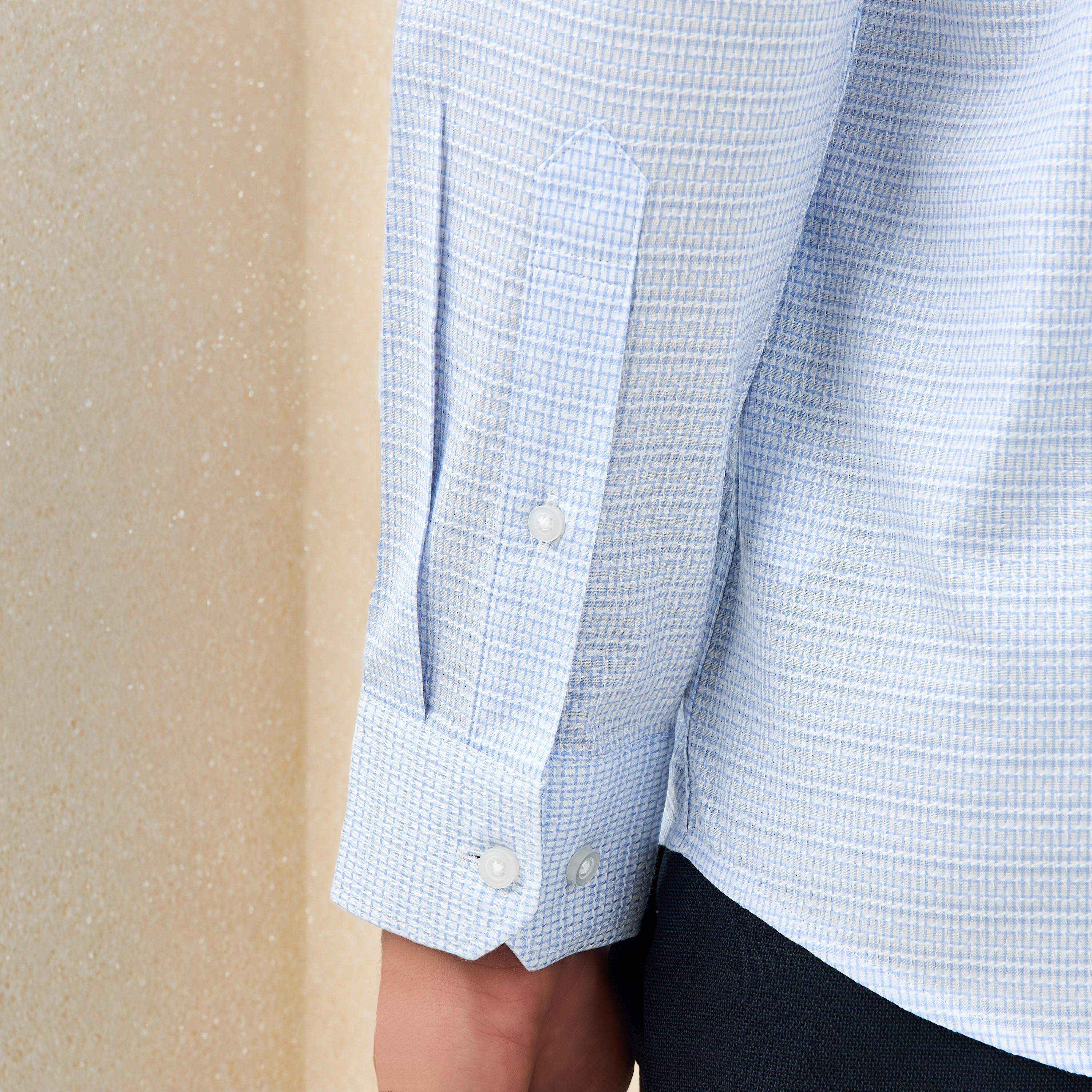 Regular Fit Textured Collared Shirt with Long Sleeves-men-clothing-shirts-image-4