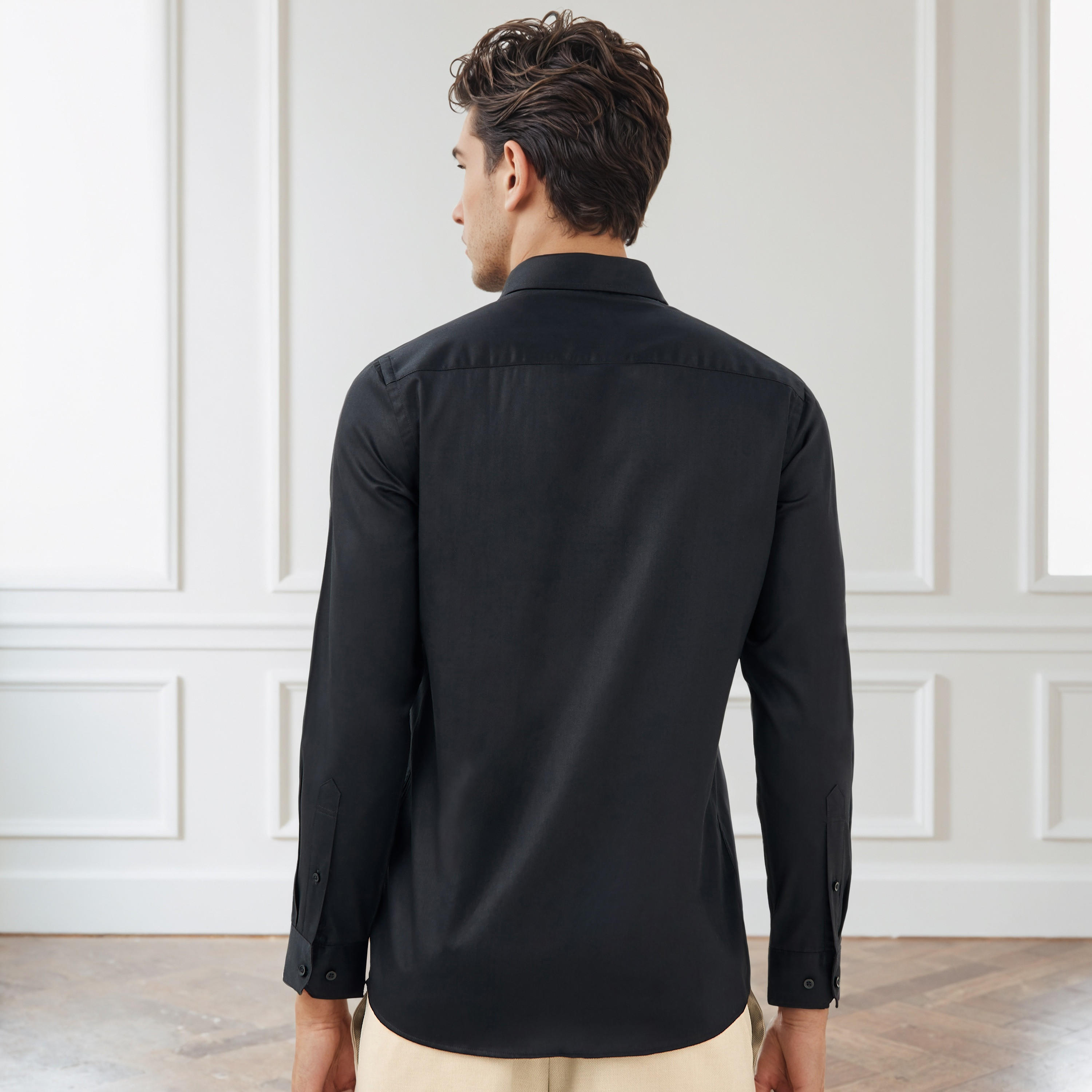 Regular Fit Textured Collared Shirt with Long Sleeves-men-clothing-shirts-image-3