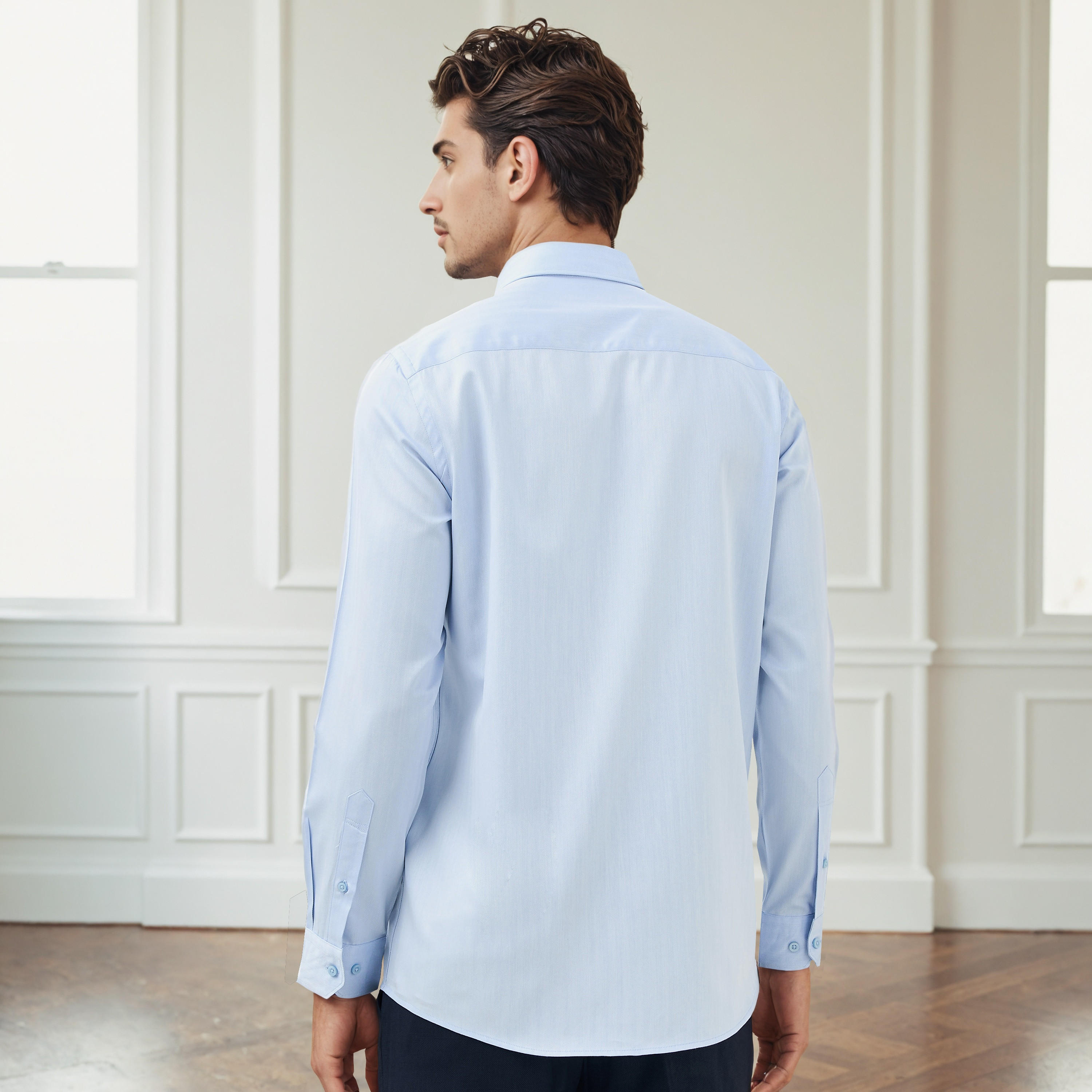 Regular Fit Textured Collared Shirt with Long Sleeves-men-clothing-shirts-image-3