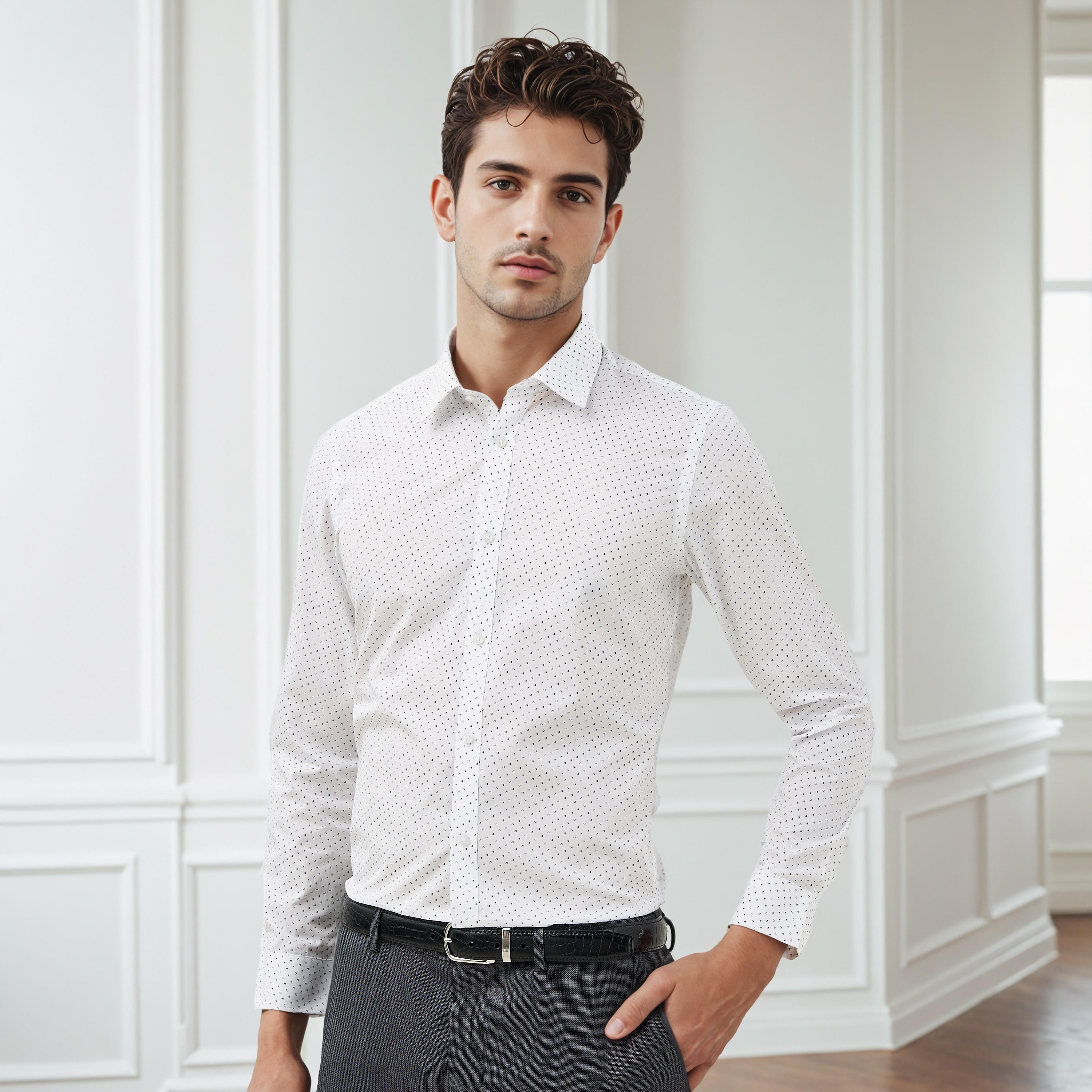 قميص بطبعات وياقة وأكمام طويلة بقصّة منتظمة-men-clothing-shirts-image-5