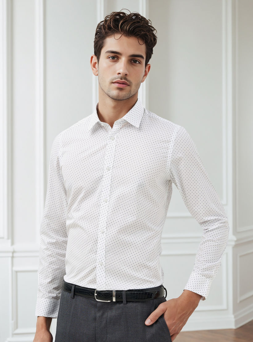 Regular Fit Printed Collared Shirt with Long Sleeves-men-clothing-shirts-image-1