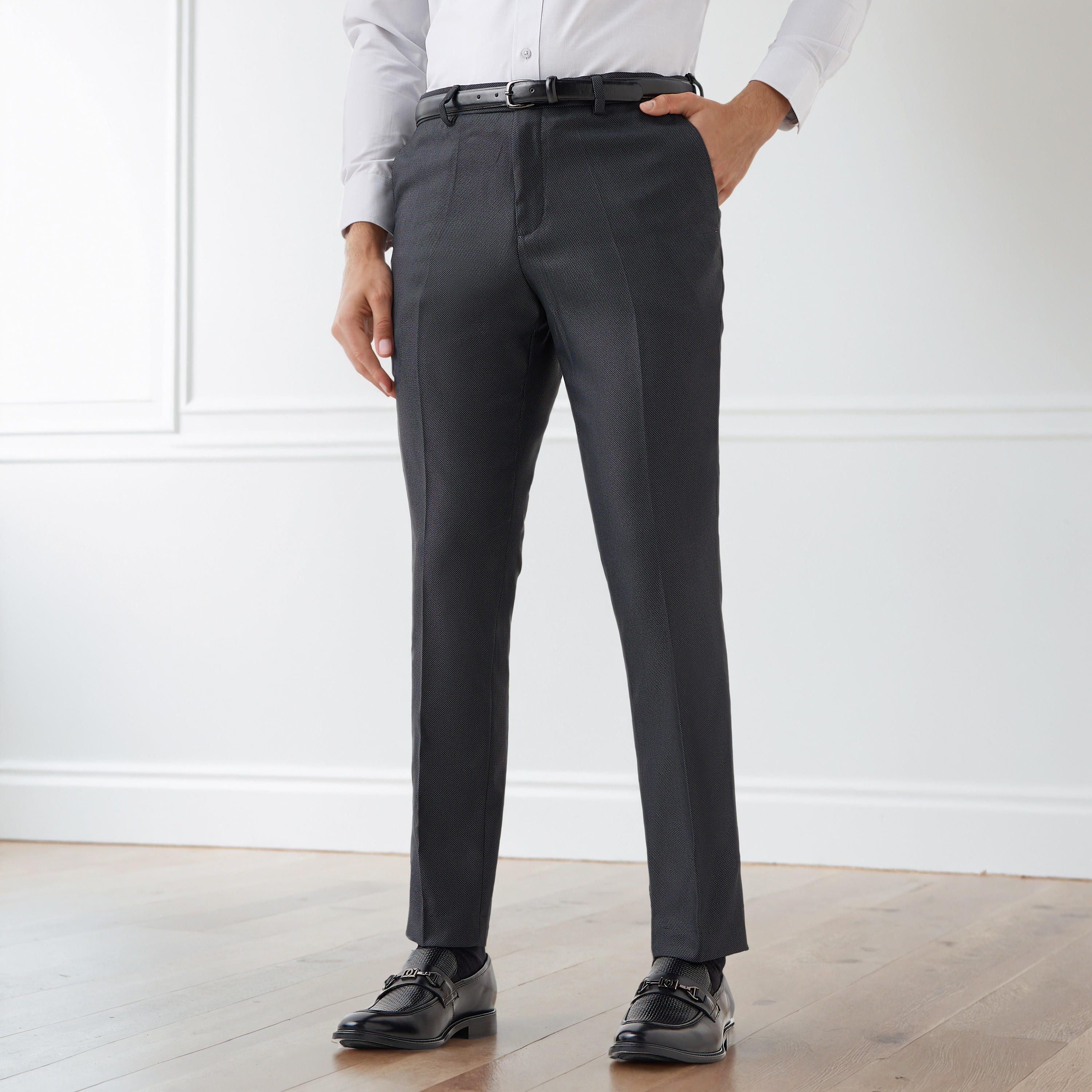 Men Slim Fit Polyester Blend Flexi Waist Formal Trousers-men-clothing-bottoms-trousersandchinos-trousers-image-1