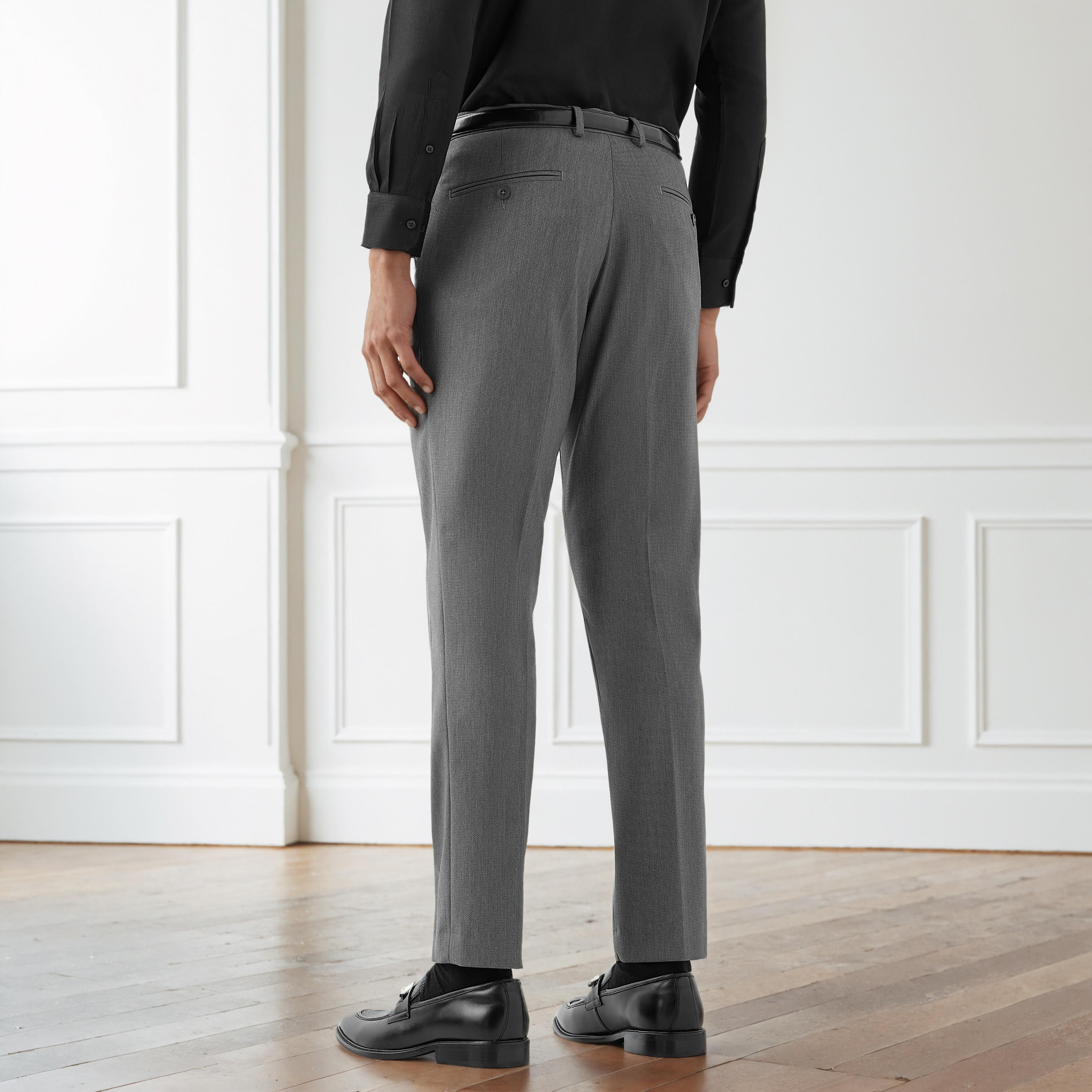 Men Slim Fit Polyester Blend Flexi Waist Formal Trousers-men-clothing-bottoms-trousersandchinos-trousers-image-3