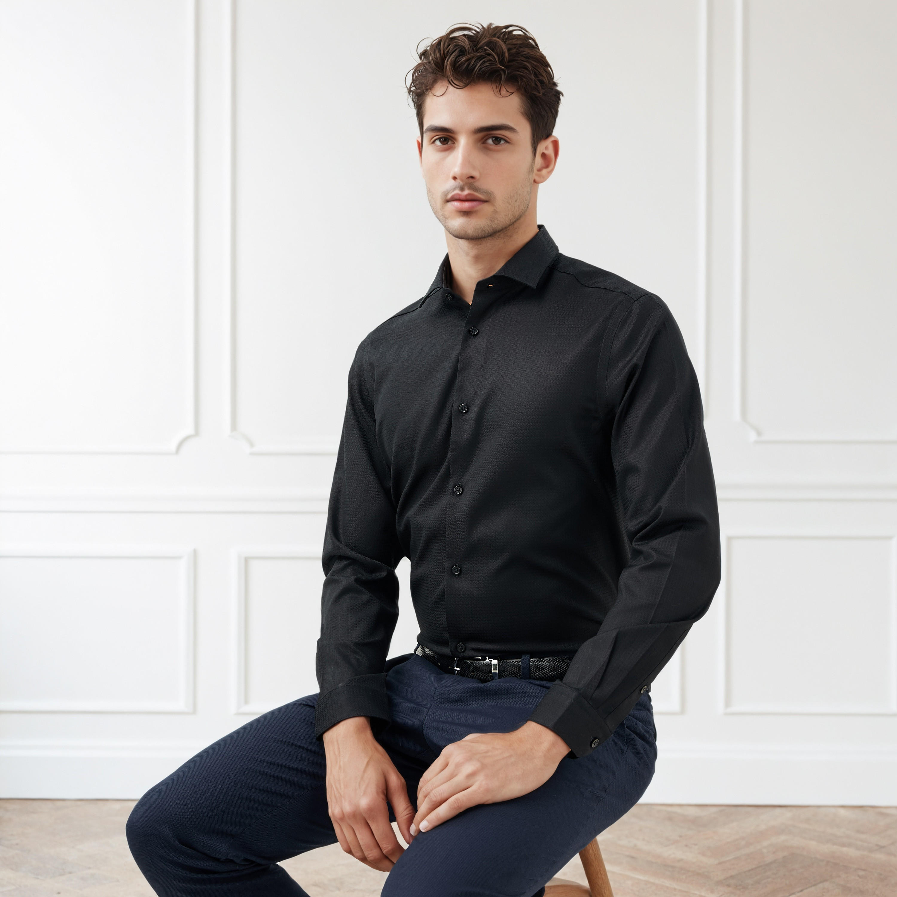 قميص دوبي بقصة عادية وياقة-men-clothing-shirts-image-6
