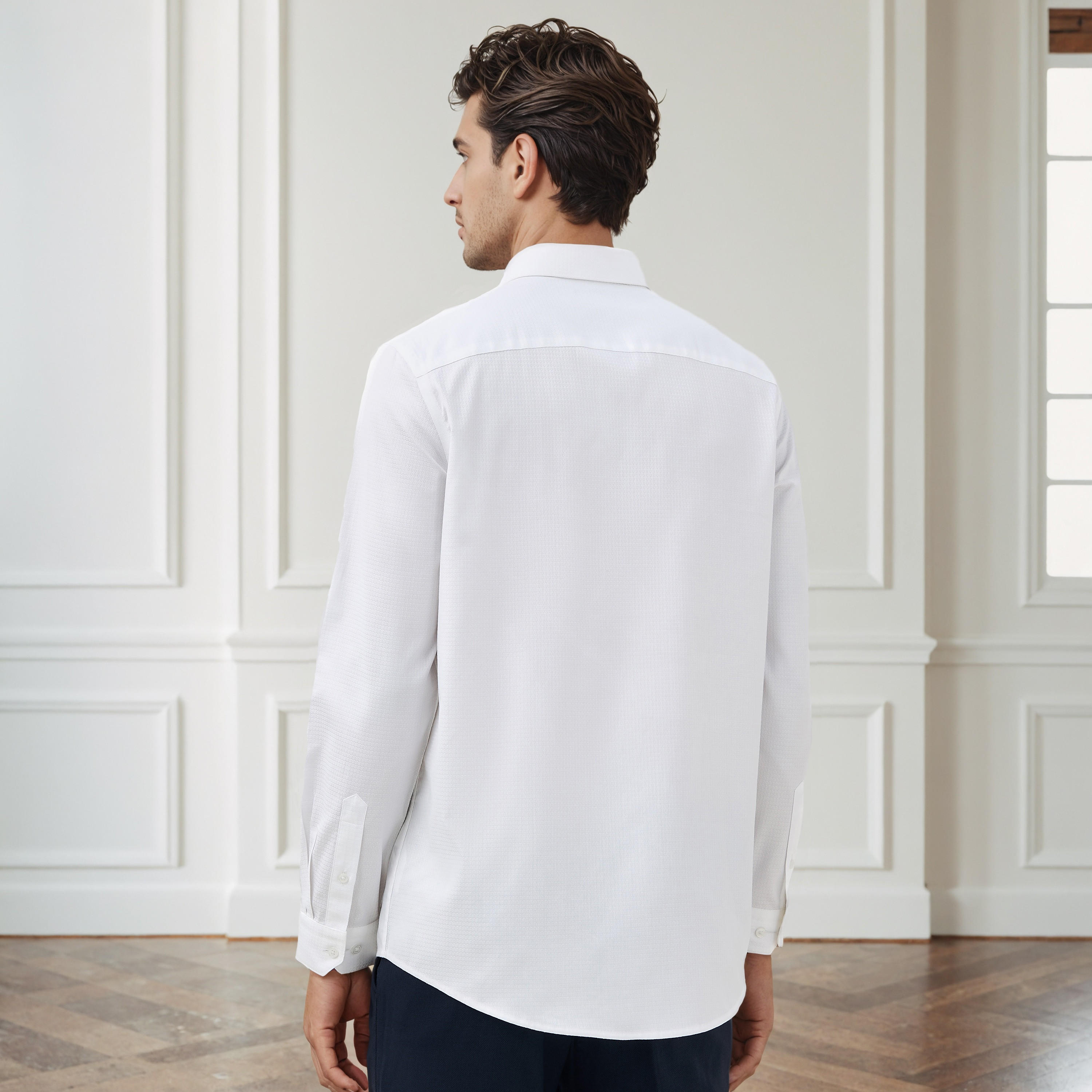 Regular Fit Dobby Shirt with Collar-men-clothing-shirts-image-2