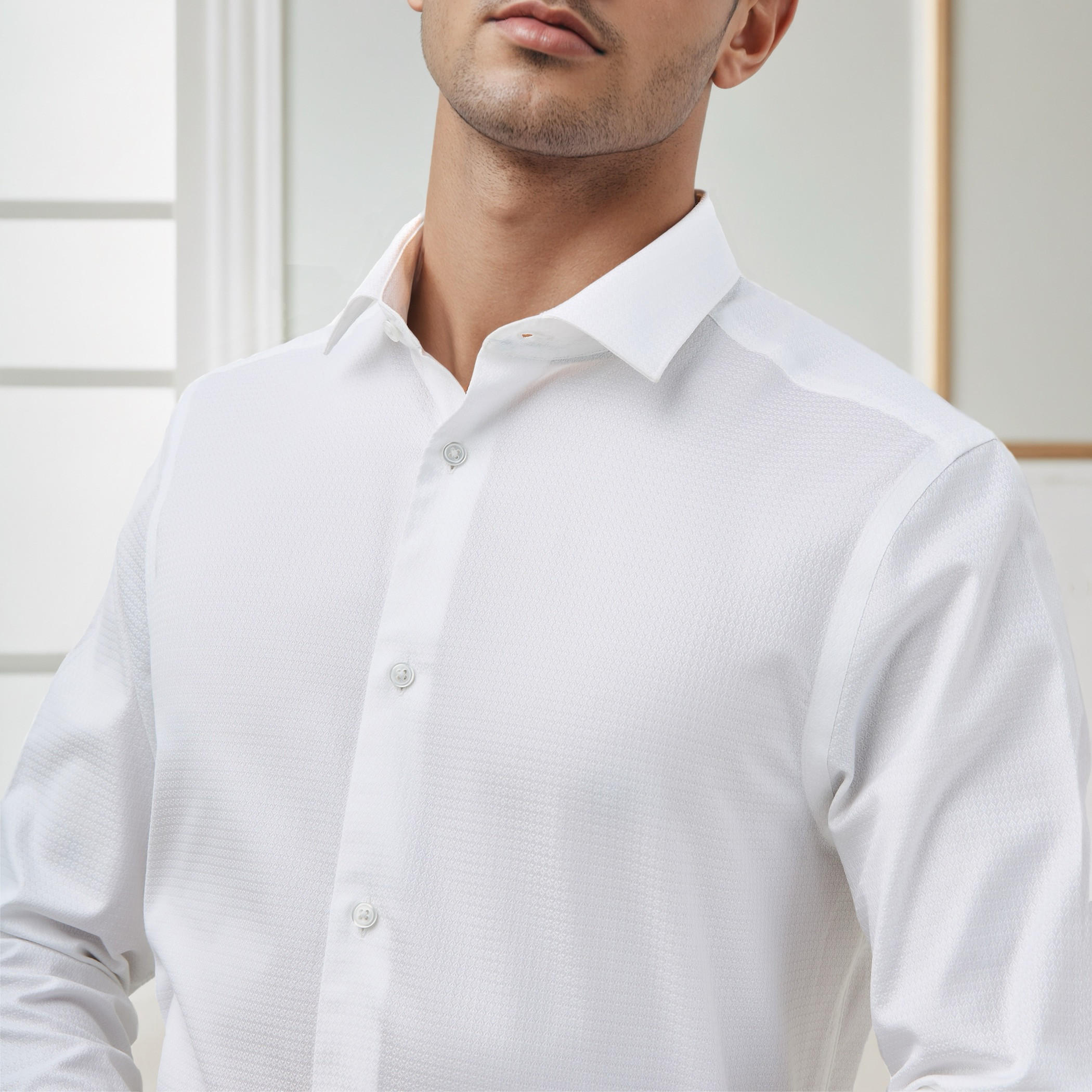 Regular Fit Dobby Shirt with Collar-men-clothing-shirts-image-5