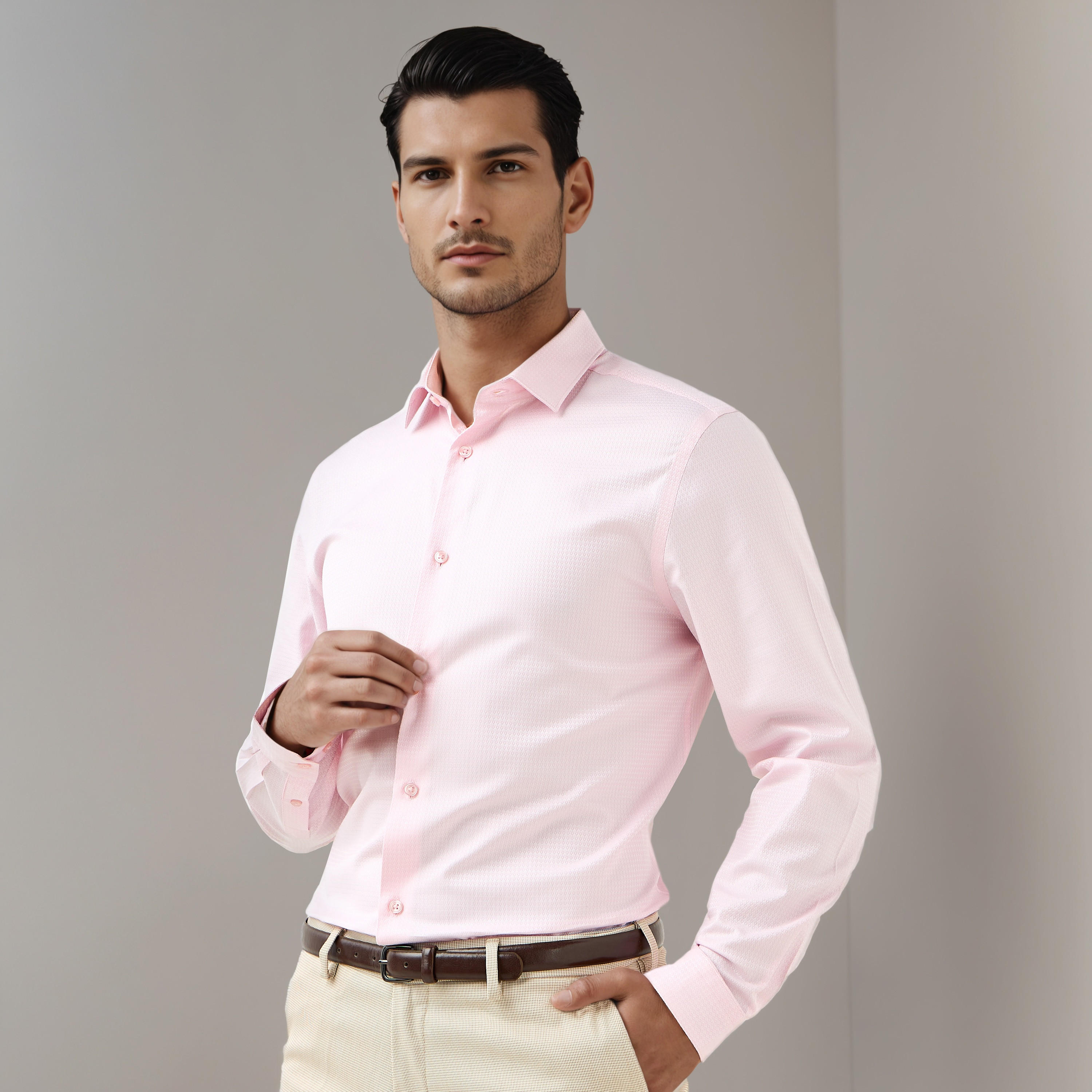 قميص دوبي بقصة عادية وياقة-men-clothing-shirts-image-5