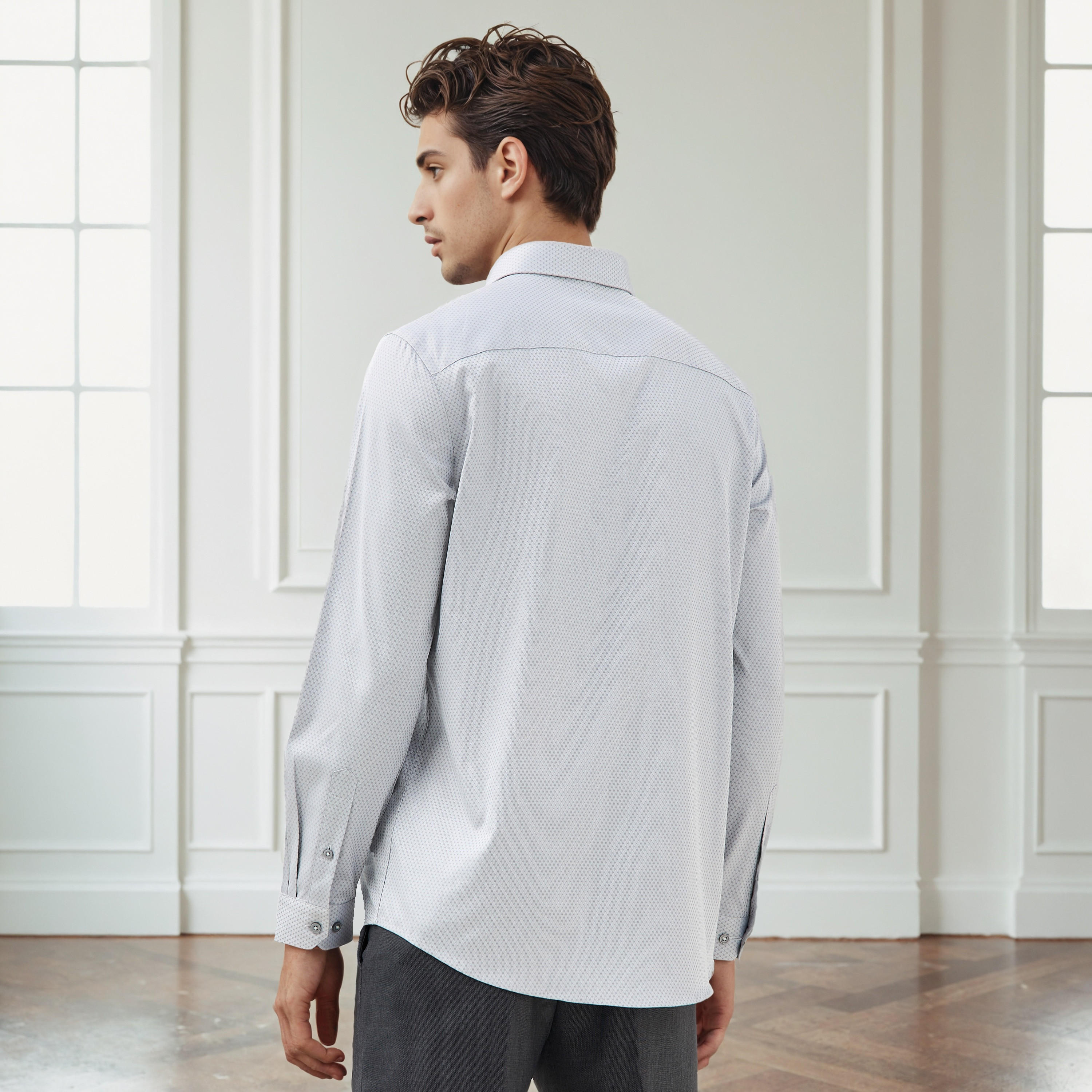 Regular Fit Dobby Shirt with Collar-men-clothing-shirts-image-2