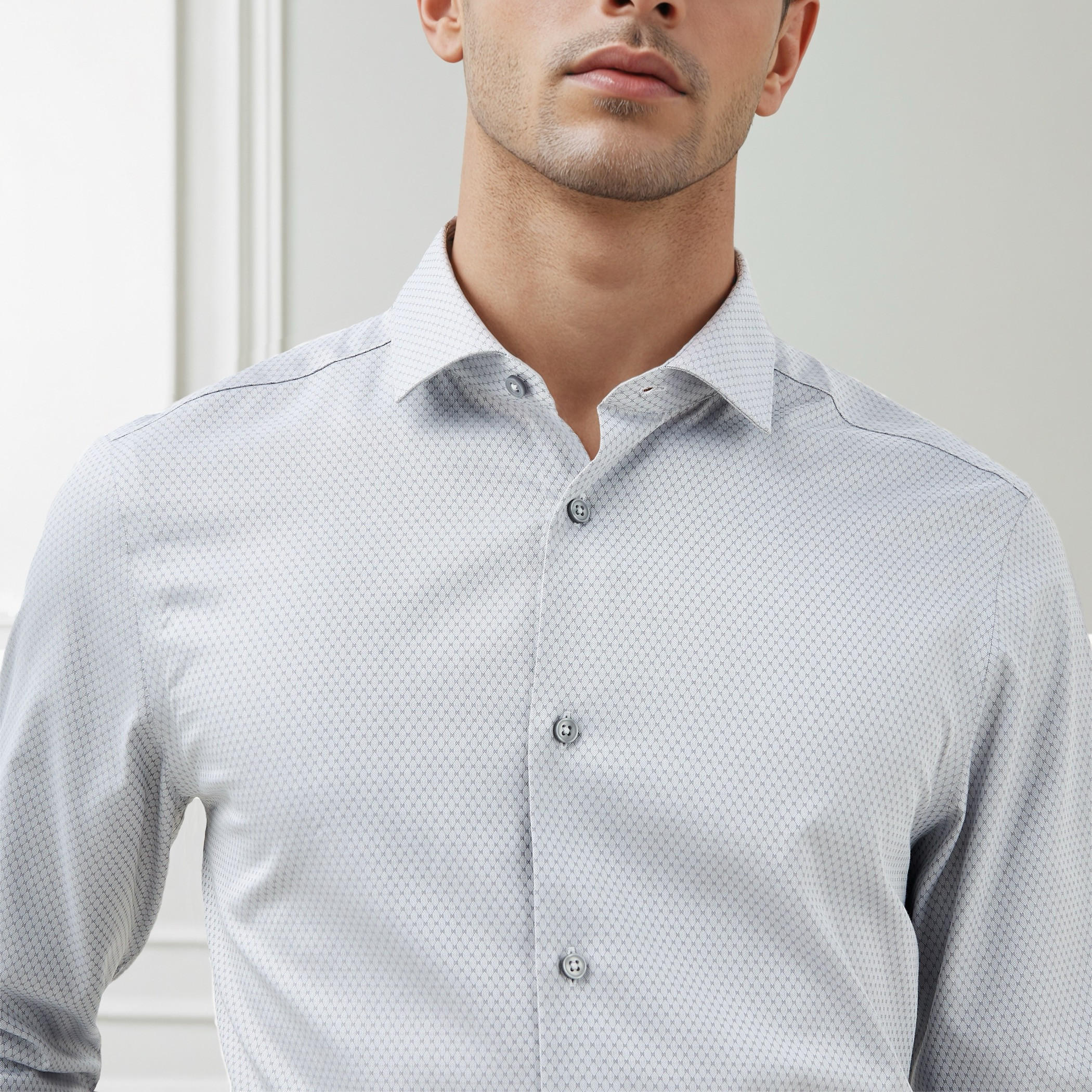 Regular Fit Dobby Shirt with Collar-men-clothing-shirts-image-5