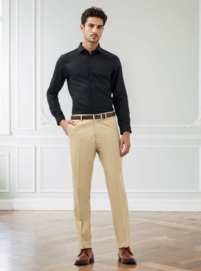 Slim Fit Dobby Shirt with Collar-men-clothing-shirts-image-2