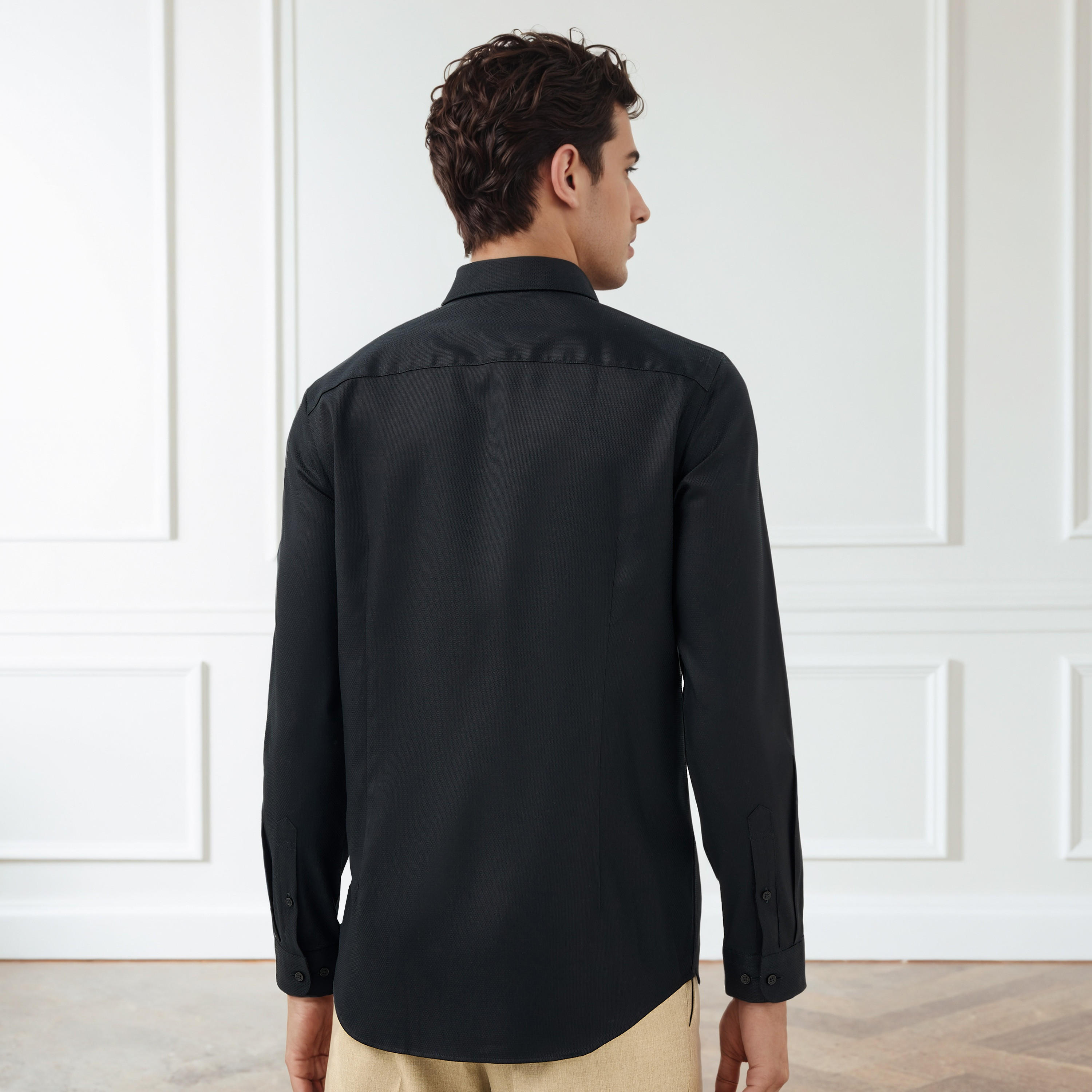 قميص دوبي بقصة ضيقة وياقة-men-clothing-shirts-image-3