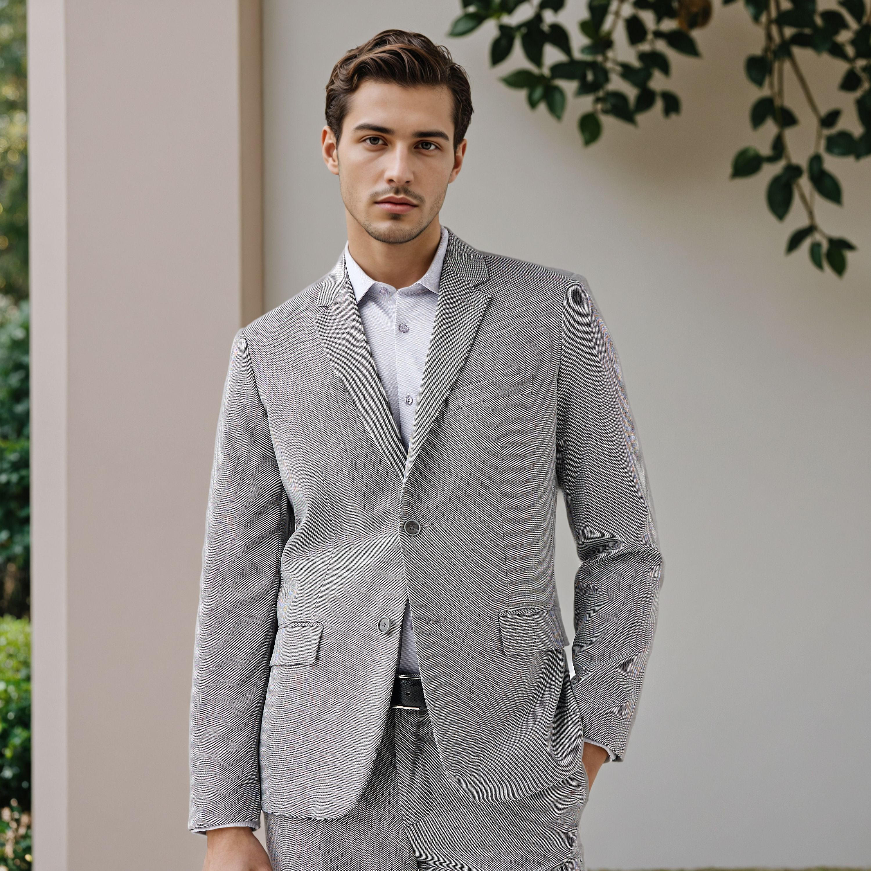 بليزر دوبي بارز الملمس بجيب فردي على الصدر-men-winterwear-jacketsandblazers-image-1