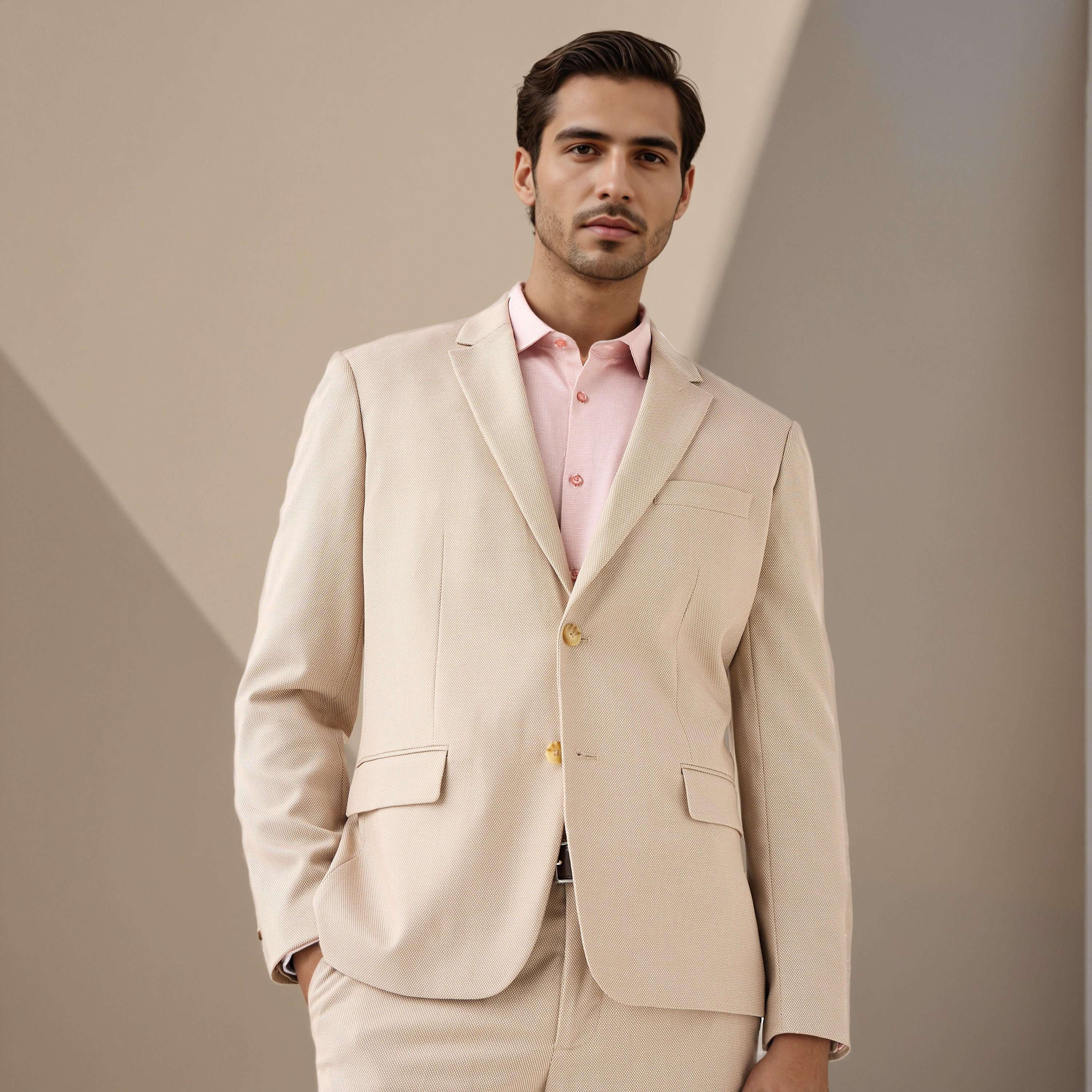 بليزر دوبي بارز الملمس بجيب فردي على الصدر-men-winterwear-jacketsandblazers-image-1