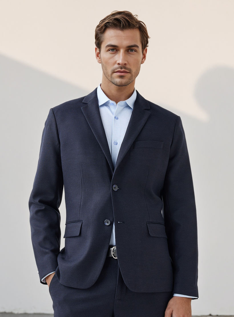 Textured Single Breasted Dobby Blazer-men-winterwear-jacketsandblazers-image-1