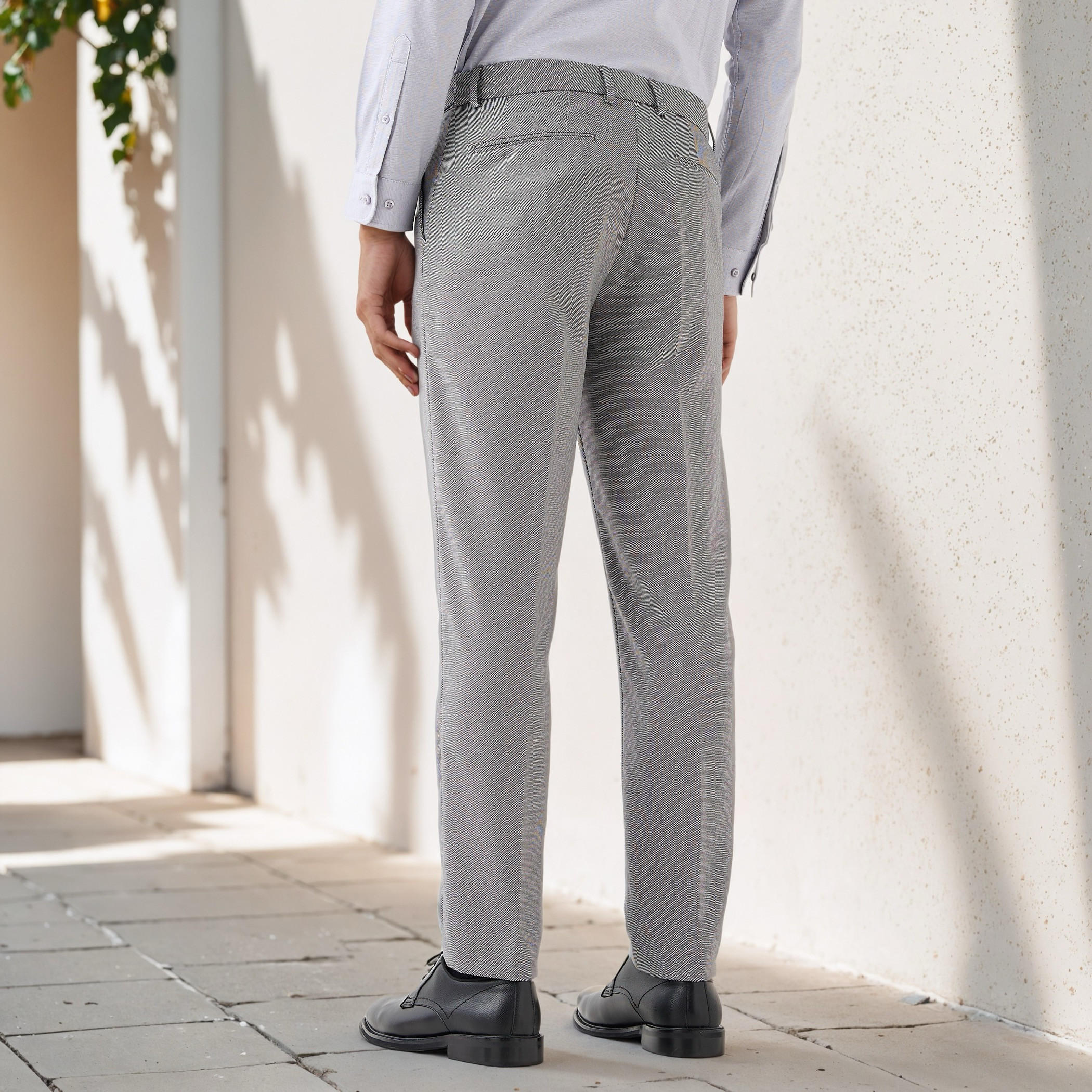Slim Fit Dobby Flexi Waist Trousers-men-clothing-bottoms-trousersandchinos-trousers-image-3