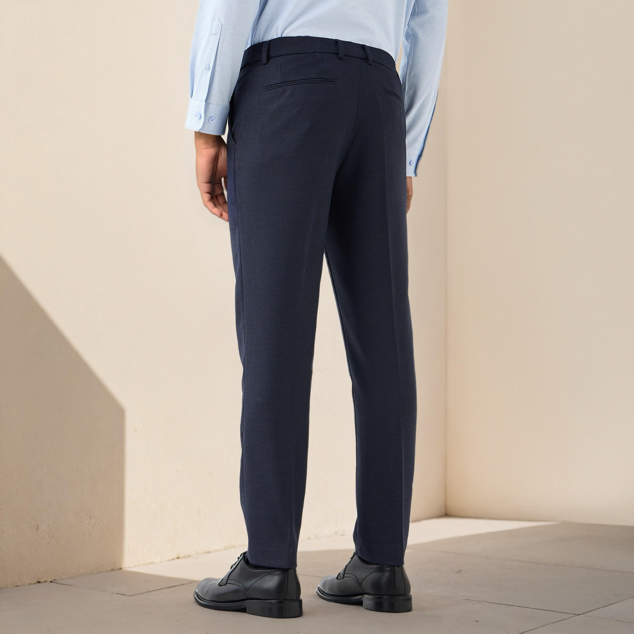 Slim Fit Dobby Flexi Waist Trousers-men-clothing-bottoms-trousersandchinos-trousers-image-3