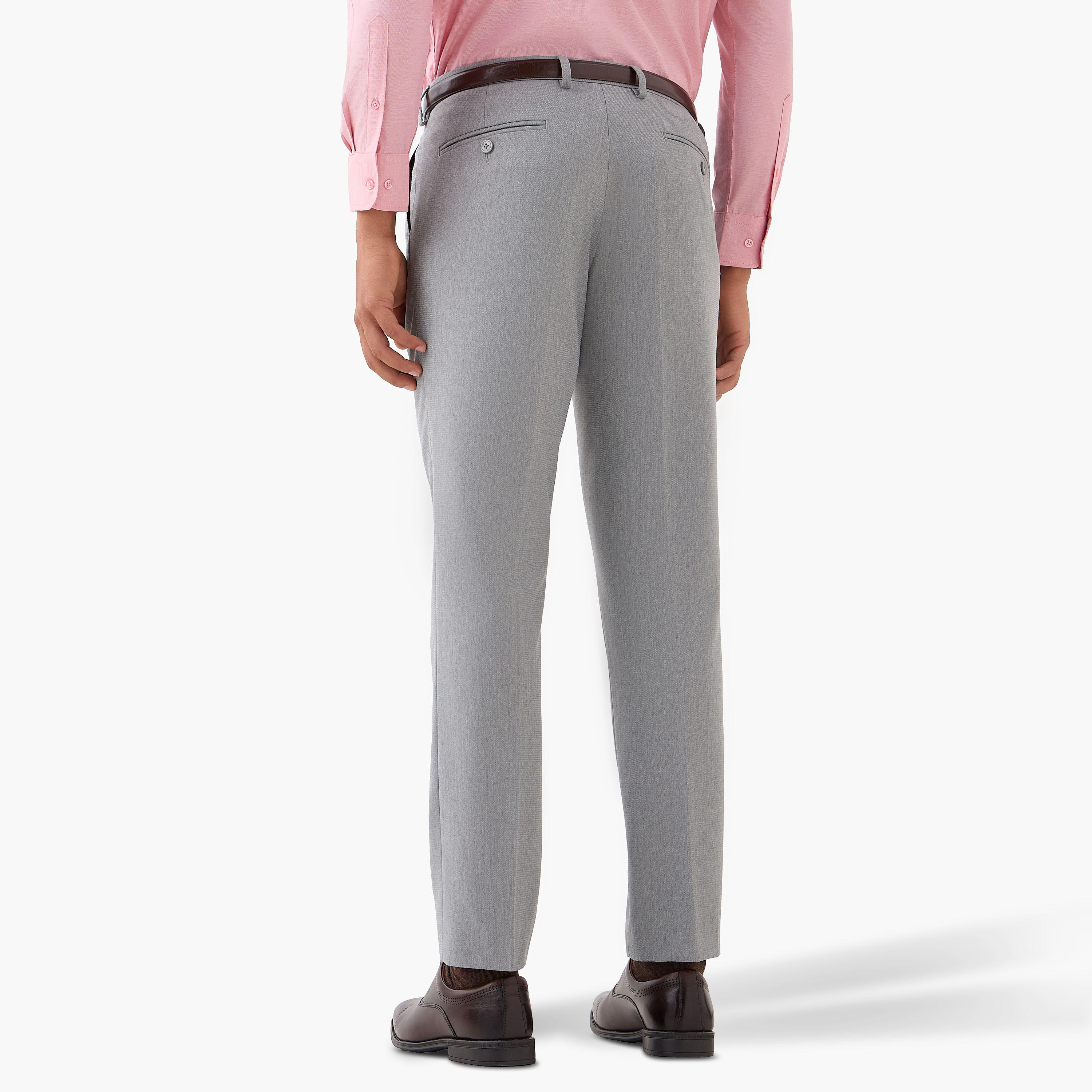 Men Slim Fit Flexi Waist Belted Formal Trousers-men-clothing-bottoms-trousersandchinos-trousers-image-3