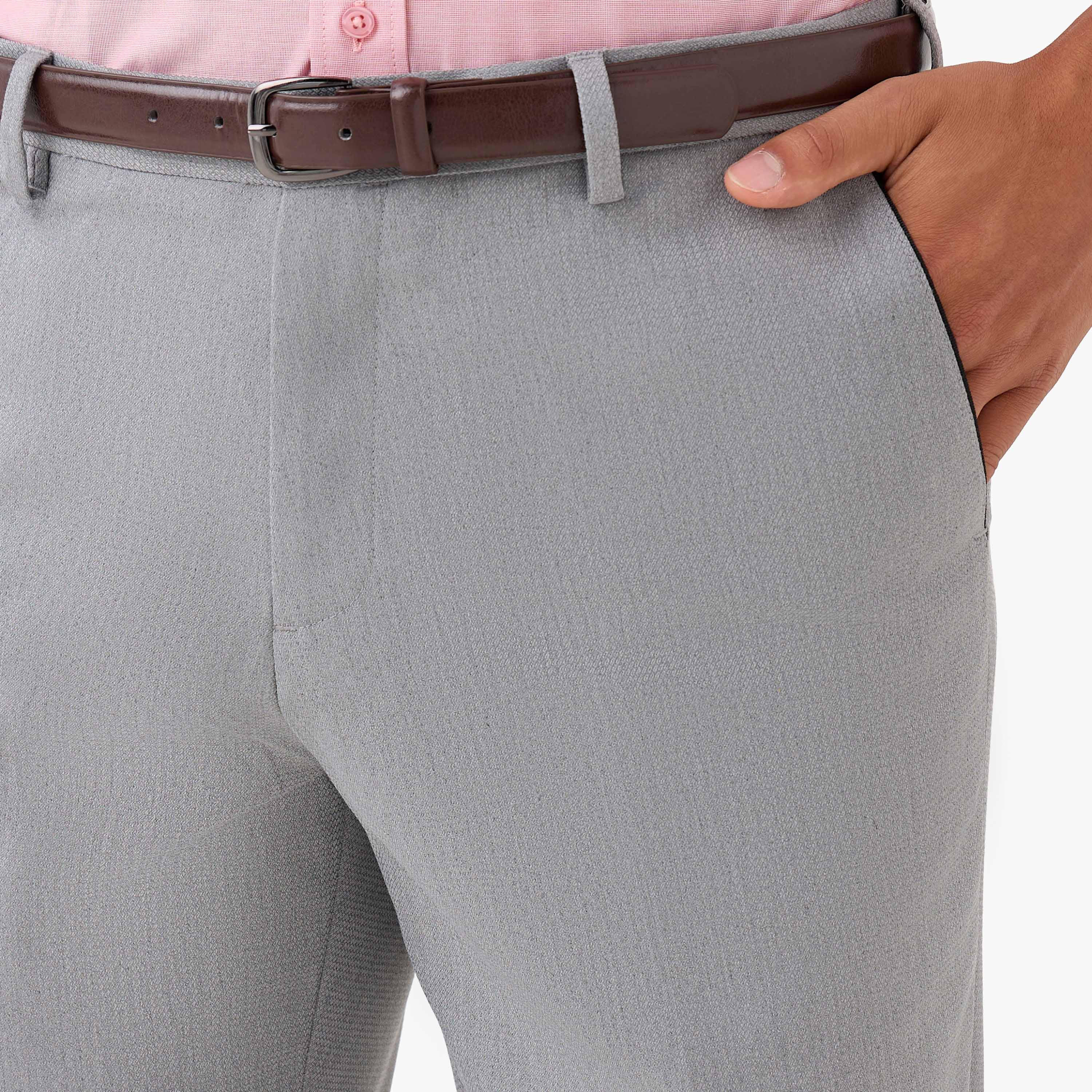 Men Slim Fit Flexi Waist Belted Formal Trousers-men-clothing-bottoms-trousersandchinos-trousers-image-4