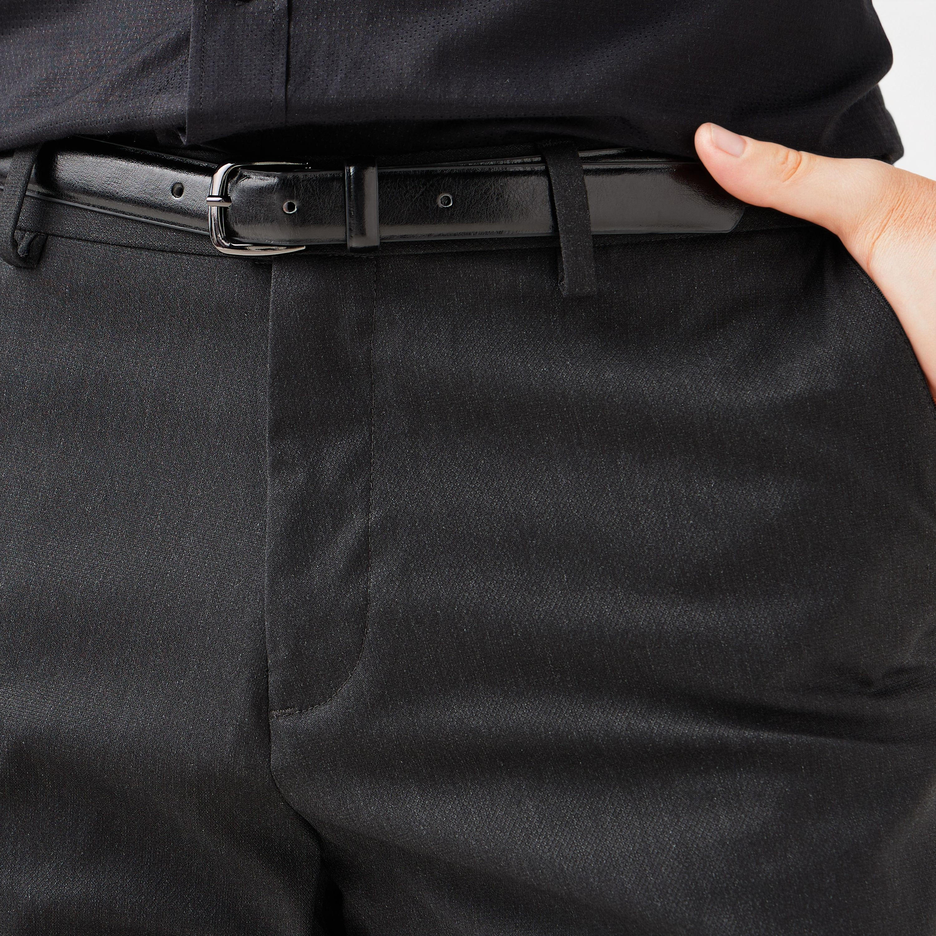 Men Slim Fit Flexi Waist Belted Formal Trousers-men-clothing-bottoms-trousersandchinos-trousers-image-4