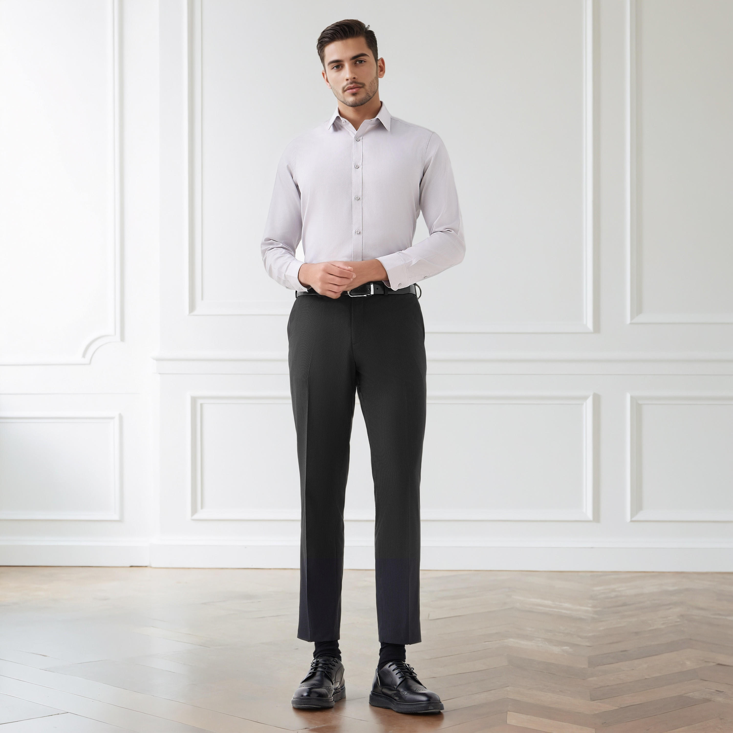 Men Regular Fit Collared Textured Long Sleeves Shirt-men-clothing-shirts-image-3
