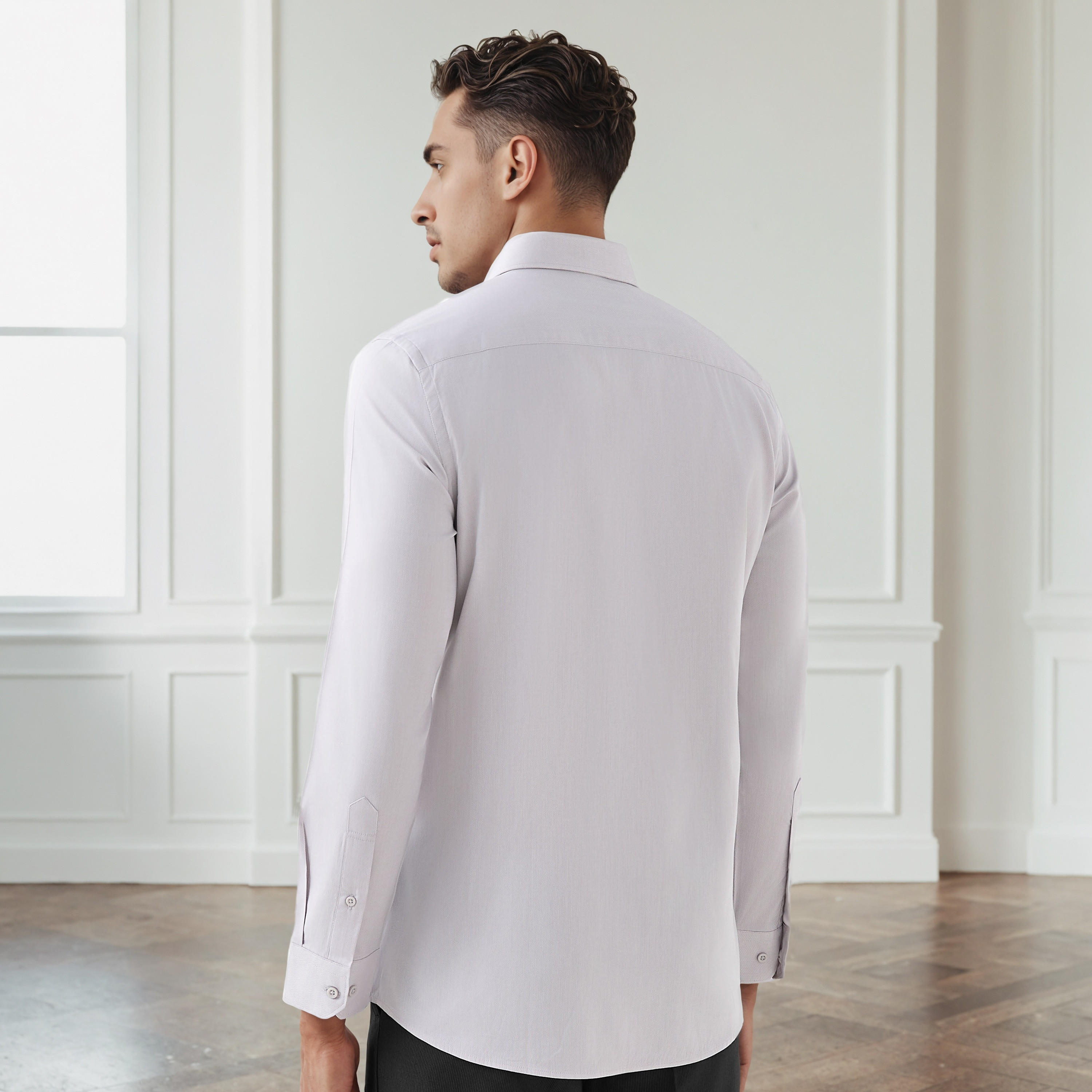 Men Regular Fit Collared Textured Long Sleeves Shirt-men-clothing-shirts-image-5