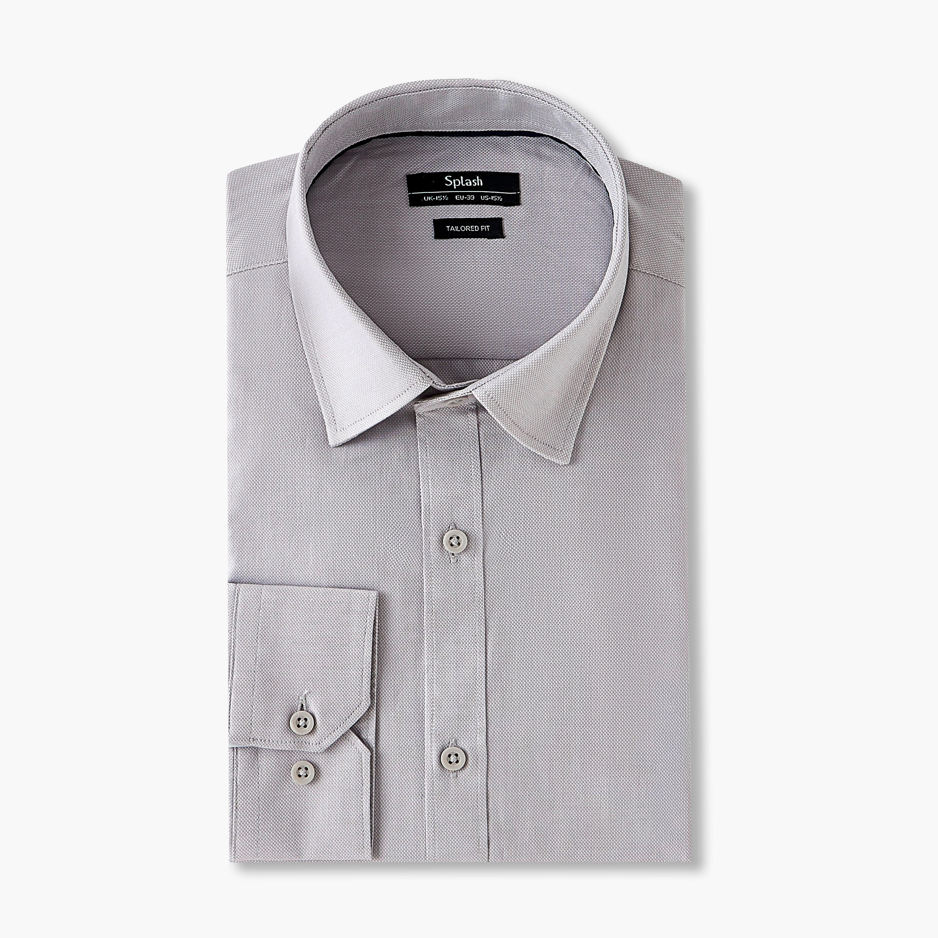 Men Regular Fit Collared Textured Long Sleeves Shirt-men-clothing-shirts-image-6