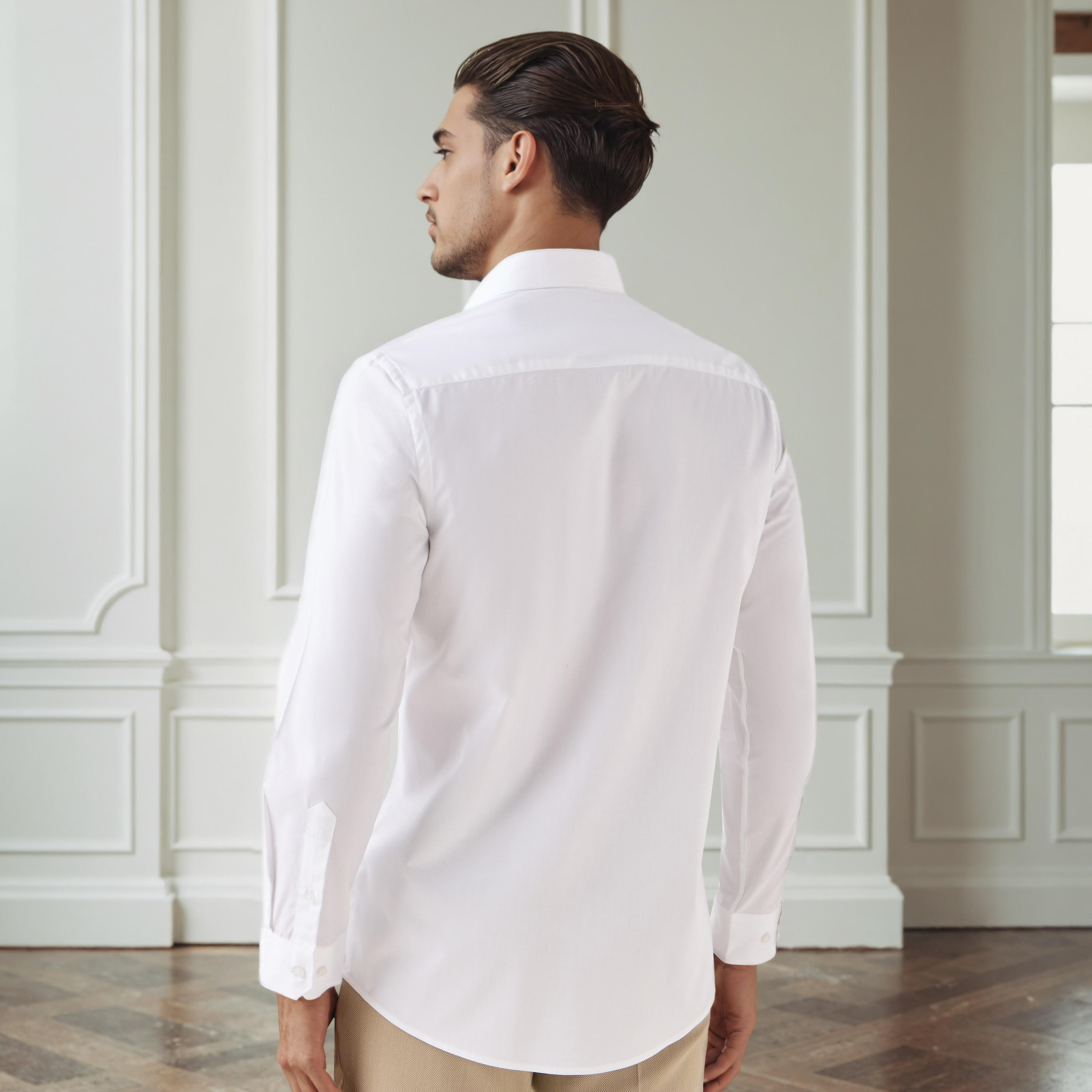 Men Regular Fit Collared Textured Long Sleeves Shirt-men-clothing-shirts-image-3