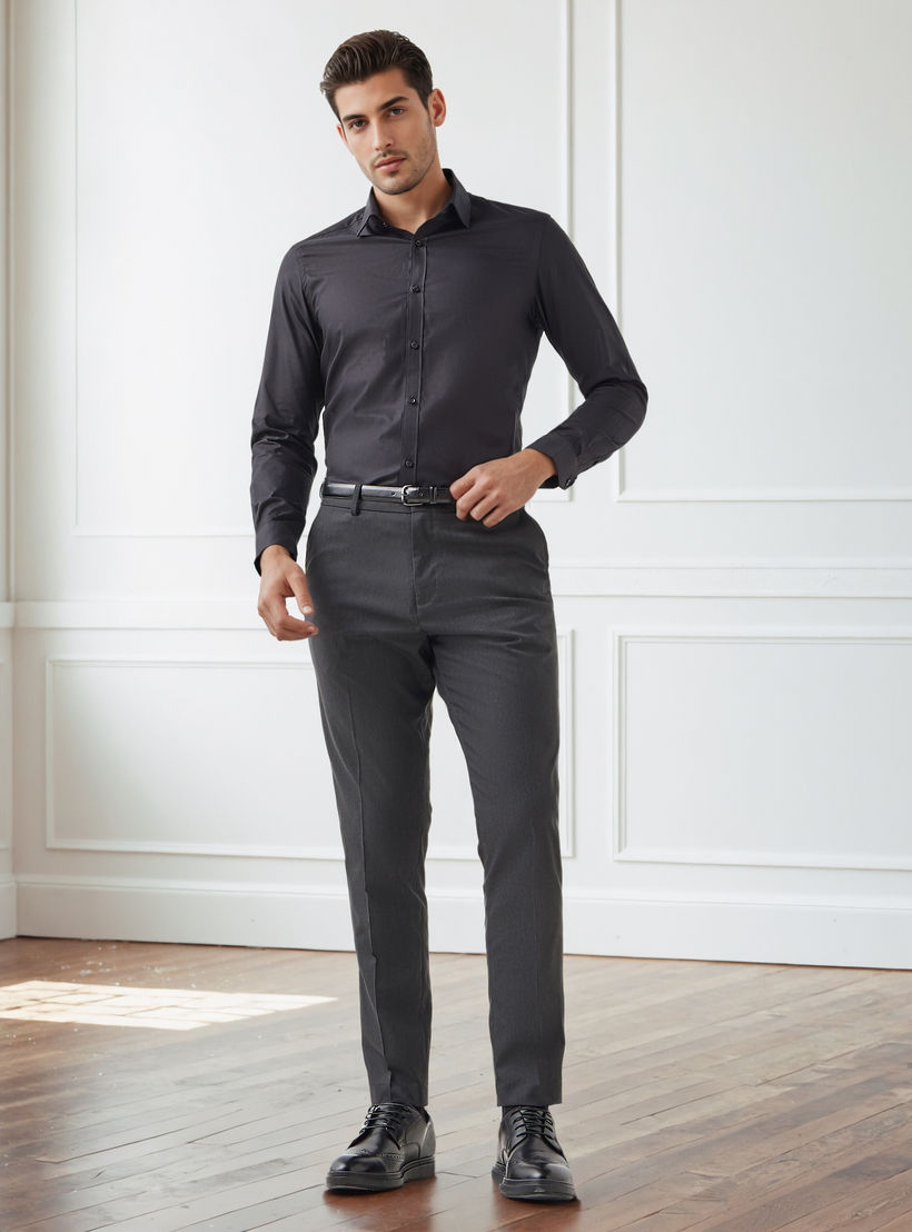 Men Regular Fit Collared Textured Long Sleeves Shirt-men-clothing-shirts-image-2