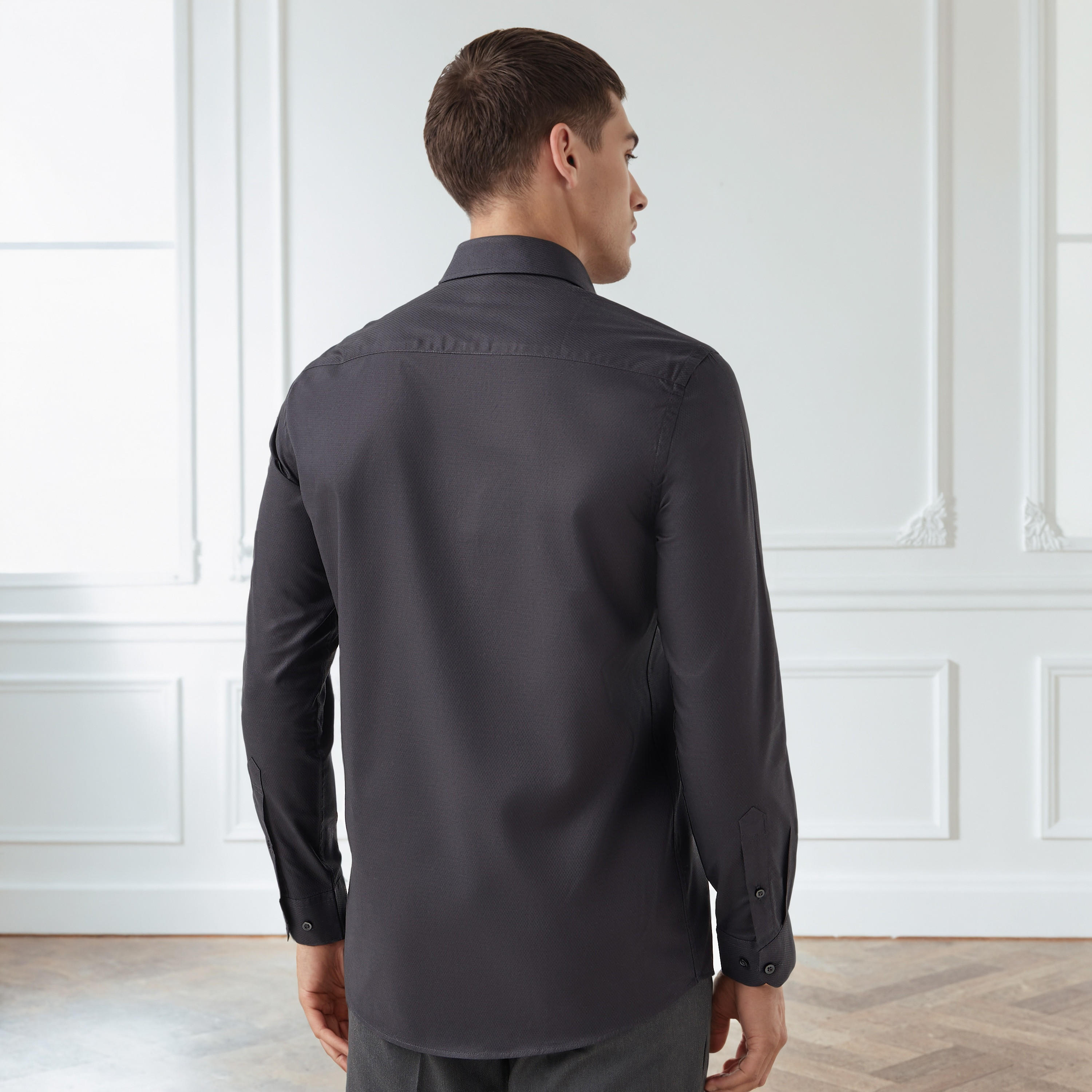 Men Regular Fit Collared Textured Long Sleeves Shirt-men-clothing-shirts-image-3