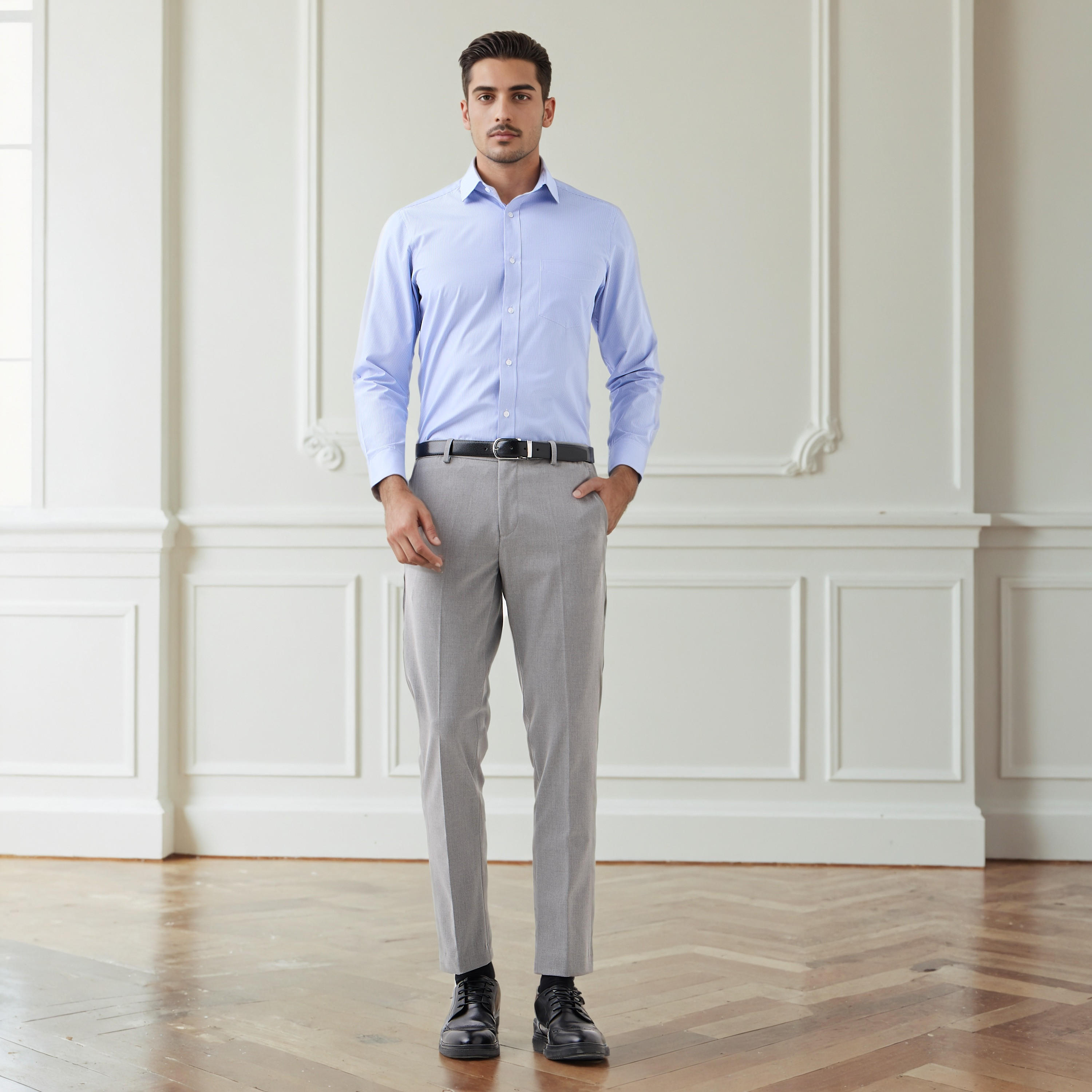 Men Slim Fit Flexi Waist Formal Trousers-men-clothing-bottoms-trousersandchinos-trousers-image-2
