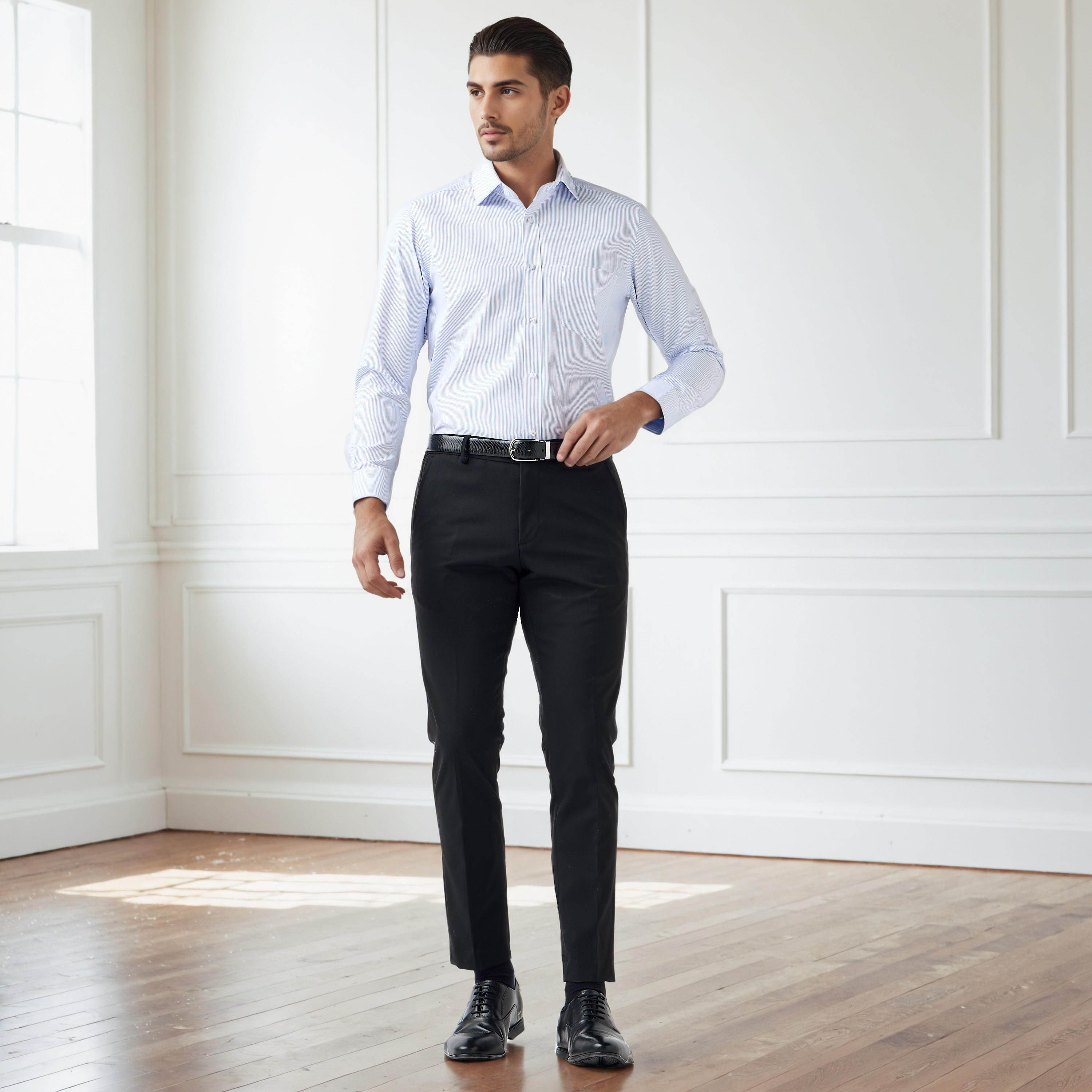 Men Slim Fit Flexi Waist Formal Trousers-men-clothing-bottoms-trousersandchinos-trousers-image-2