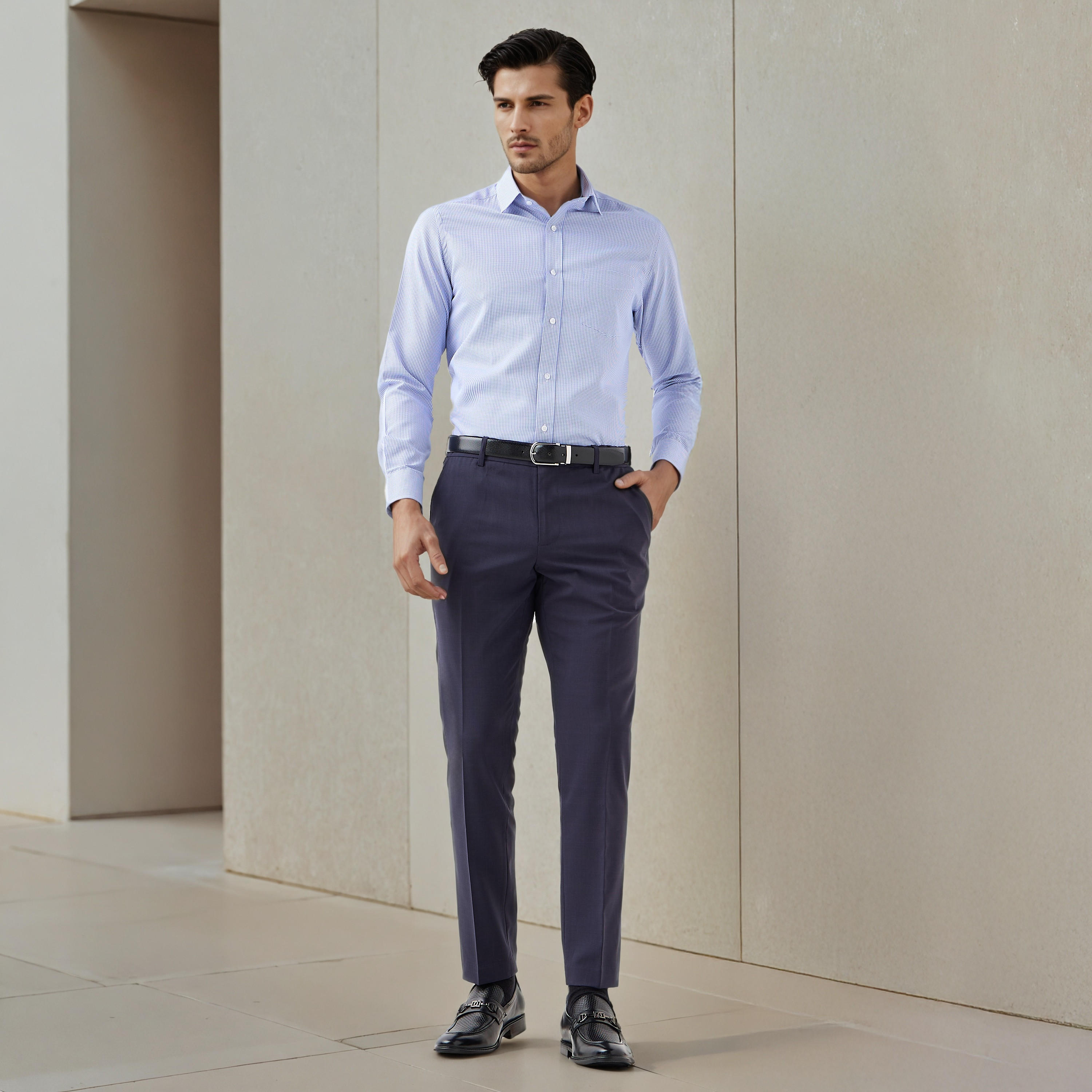 بنطلون رسمي رجالي بقصة سليم-men-clothing-bottoms-trousersandchinos-trousers-image-3