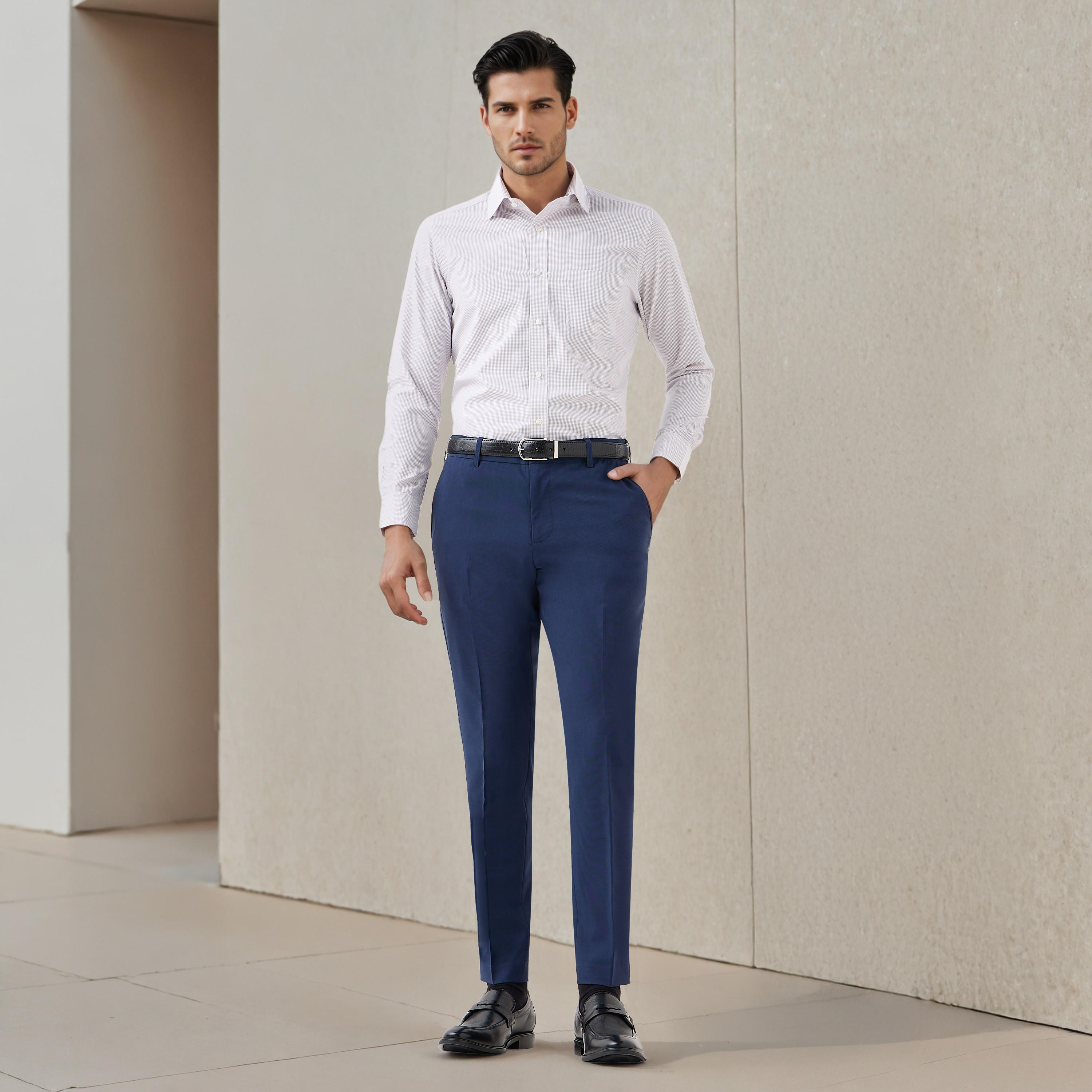 بنطلون رسمي رجالي بقصة سليم-men-clothing-bottoms-trousersandchinos-trousers-image-2