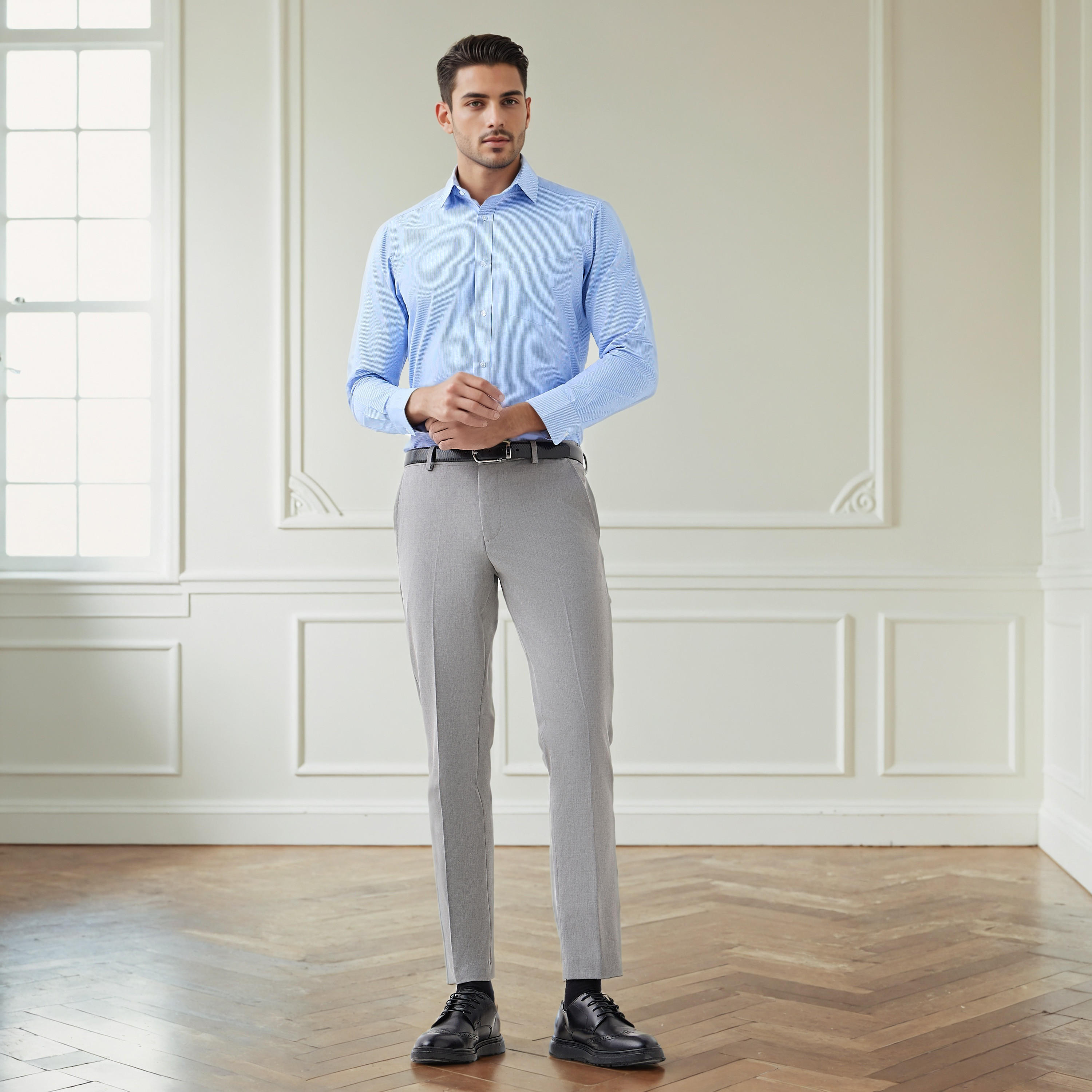 قميص كاروهات بقصة عادية وياقة وأكمام طويلة للرجال-men-clothing-shirts-image-5