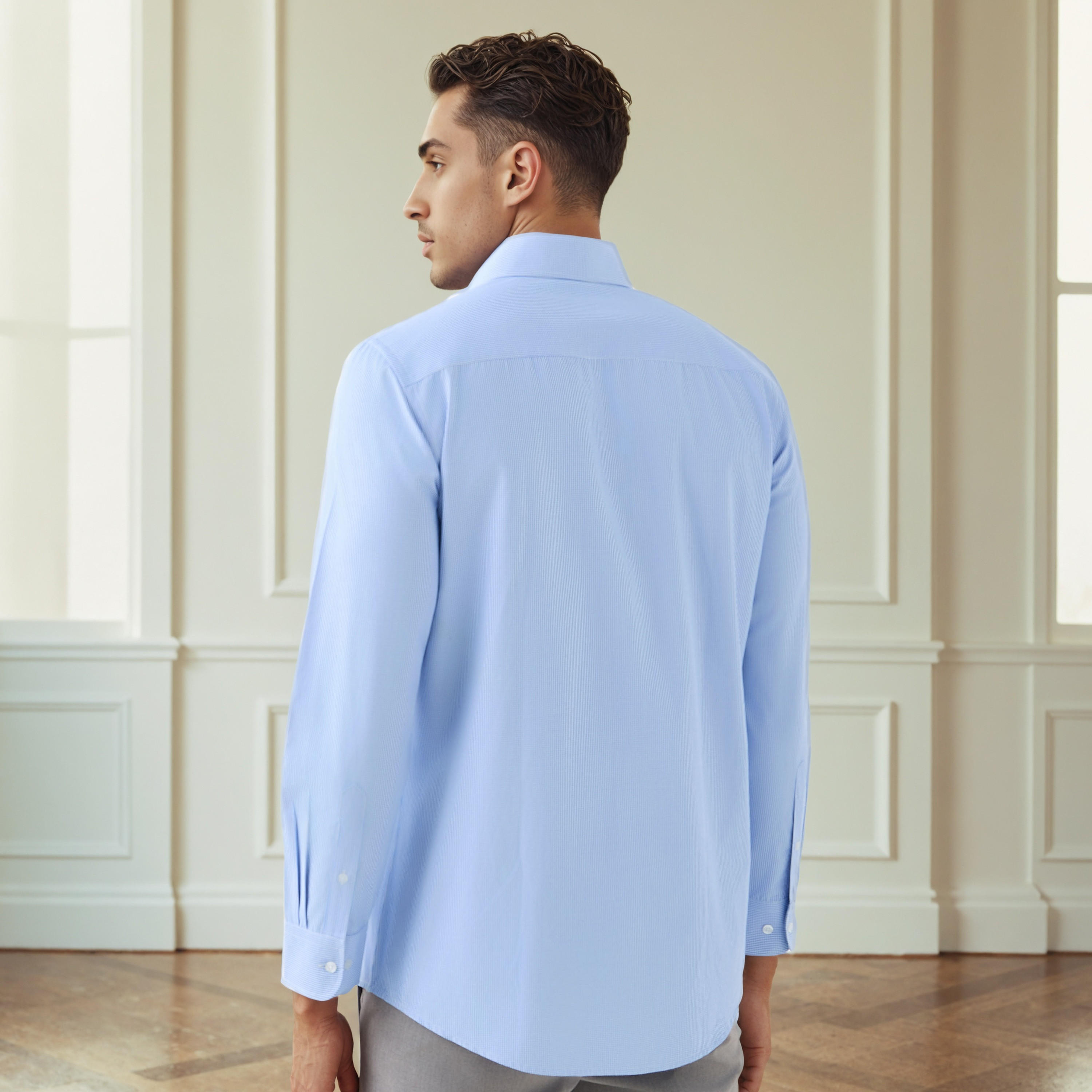 قميص كاروهات بقصة عادية وياقة وأكمام طويلة للرجال-men-clothing-shirts-image-3