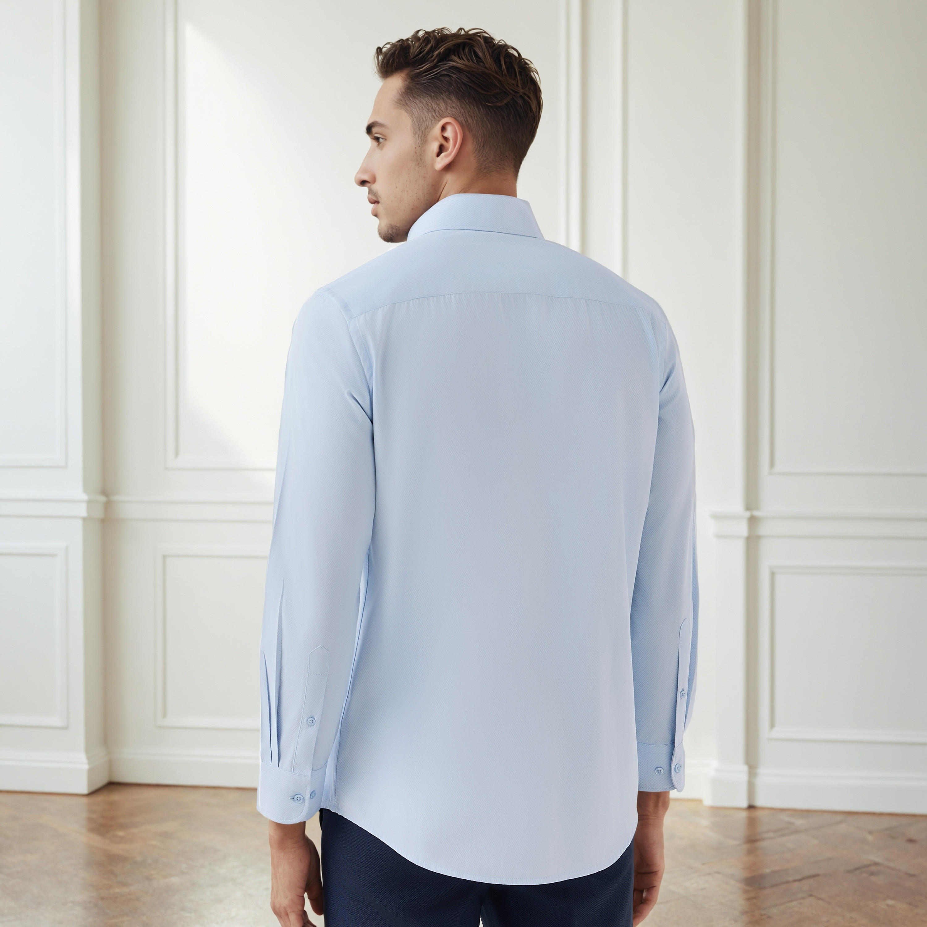 Men Regular Fit Collared Dobby Textured Long Sleeves Shirt-men-clothing-shirts-image-3